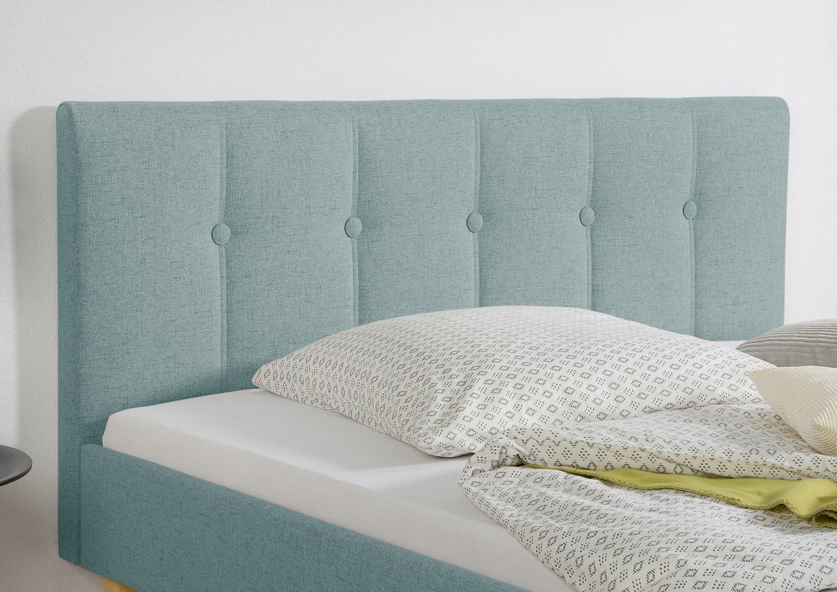 Polsterbett Kenny Petrol ca. 160x200 cm - Petrol/Naturfarben, MODERN, Holz/Textil (160/200cm) - Livetastic