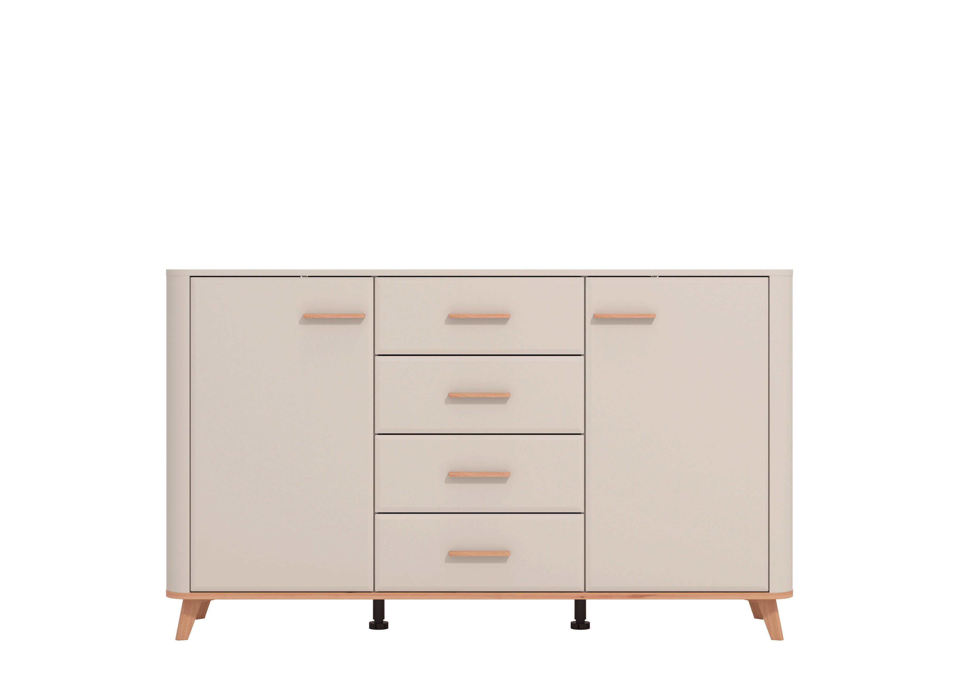 Komód Darwen - kasmír/tölgyfa, Modern, faalapú anyag (154/90,5/40cm)