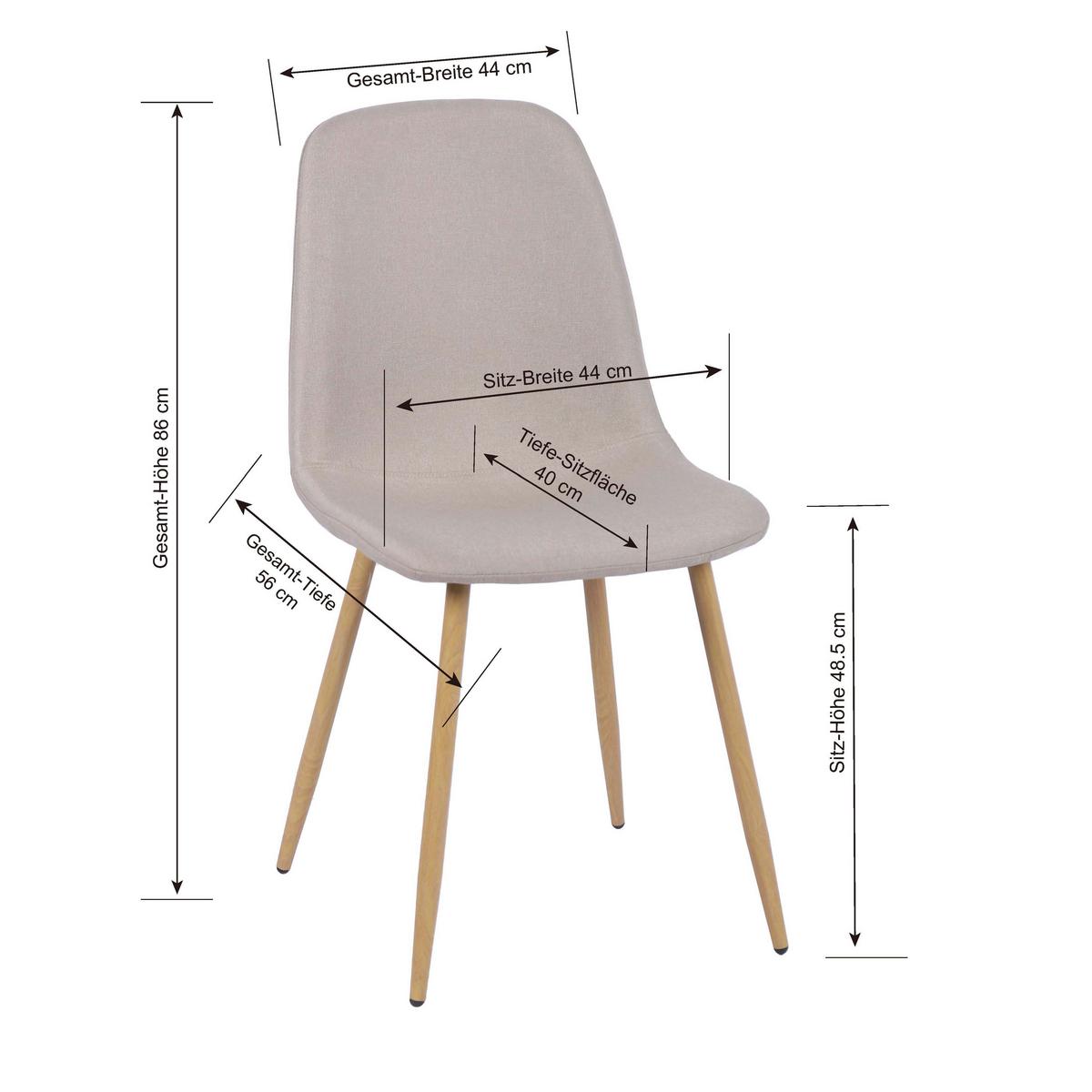 Stol Mona, Bež - barve hrasta/bež, Moderno, kovina/tekstil (44/87/56cm)