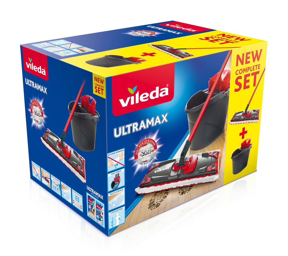 Reinigungsset Ultramax Rot/Schwarz, 3-teilig - Rot/Schwarz, KONVENTIONELL, Kunststoff (40cm) - Vileda