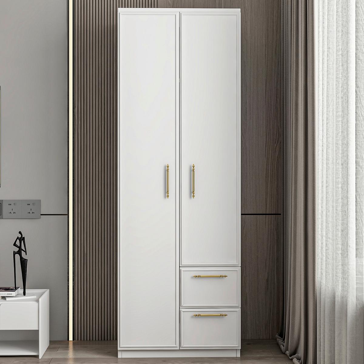 KLEIDERSCHRANK VESPERA KLEIDERSCHRANK - Weiss/Goldfarben, Design, Holzwerkstoff/Metall (60/172/45cm) - Livetastic