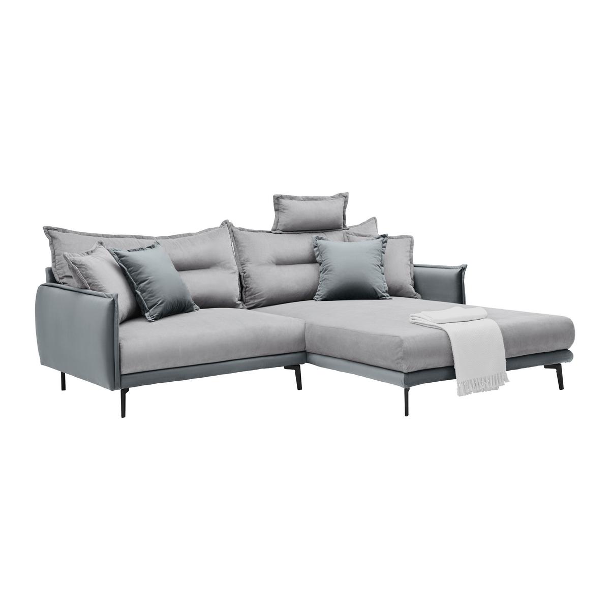 Ecksofa Nuovo Grau - Schwarz/Grau, MODERN, Textil/Metall (245/72-113/190cm) - Mömax