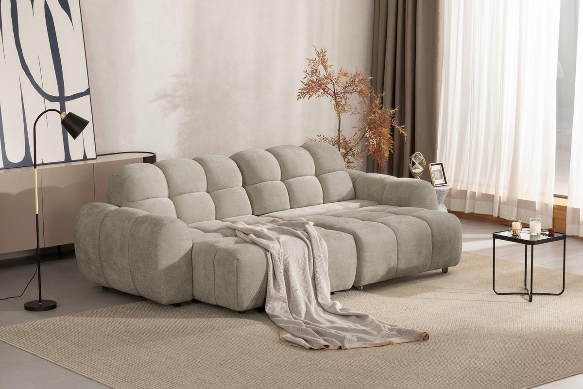 Wohnlandschaft Roma Grau - Schwarz/Grau, Modern, Holz/Kunststoff (264/91/110/161cm) - Premium Living