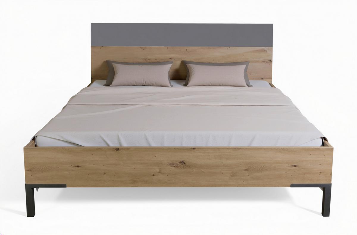 Krevet Sposami - siva visoki sjaj/antracit, Moderno, pločasti materijal (180/200cm) - Premium Living