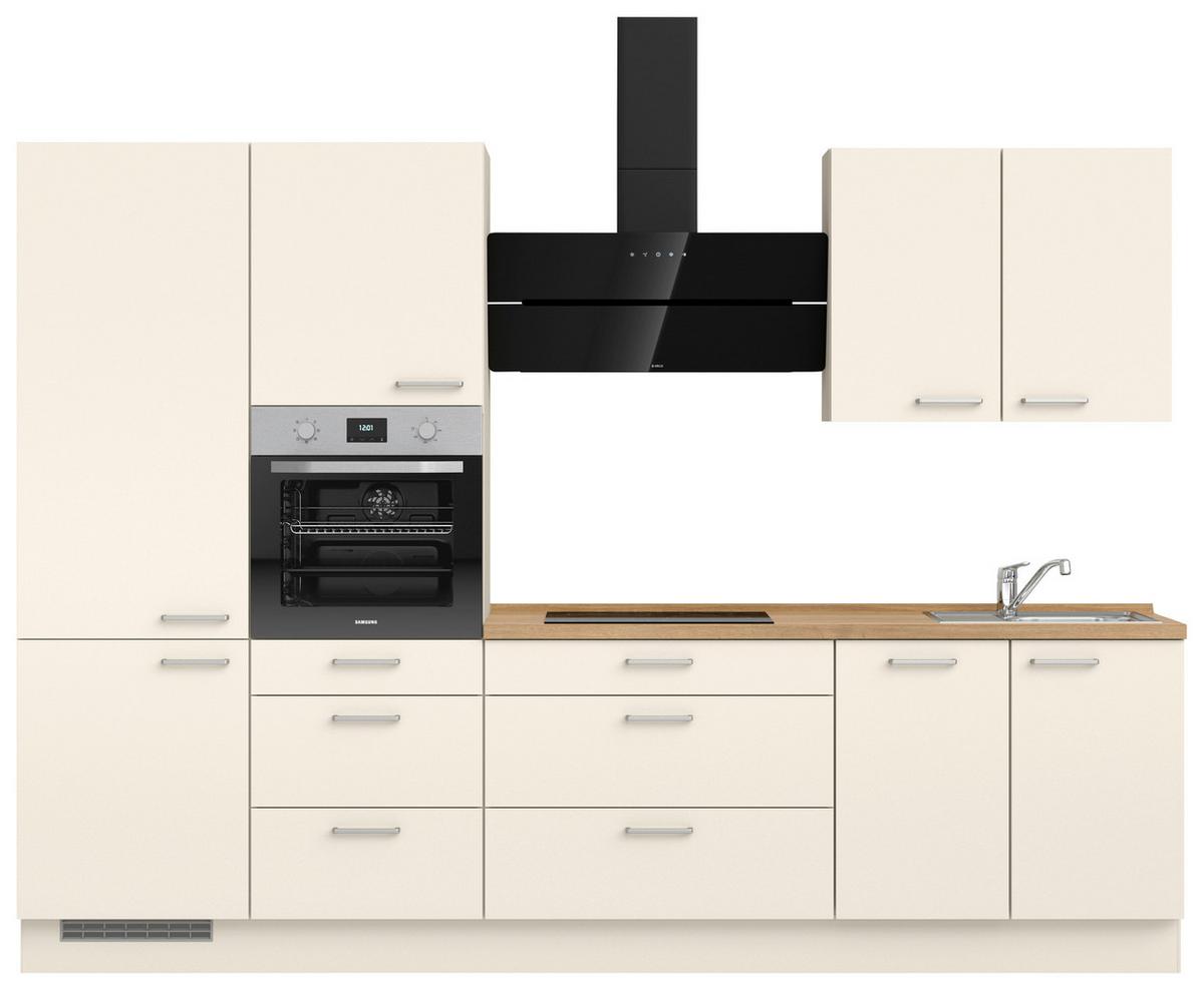 Küchenblock Touch High m. Geräten Magnolie - Edelstahlfarben/Eichefarben, MODERN, Holzwerkstoff/Metall (300cm) - Nobilia