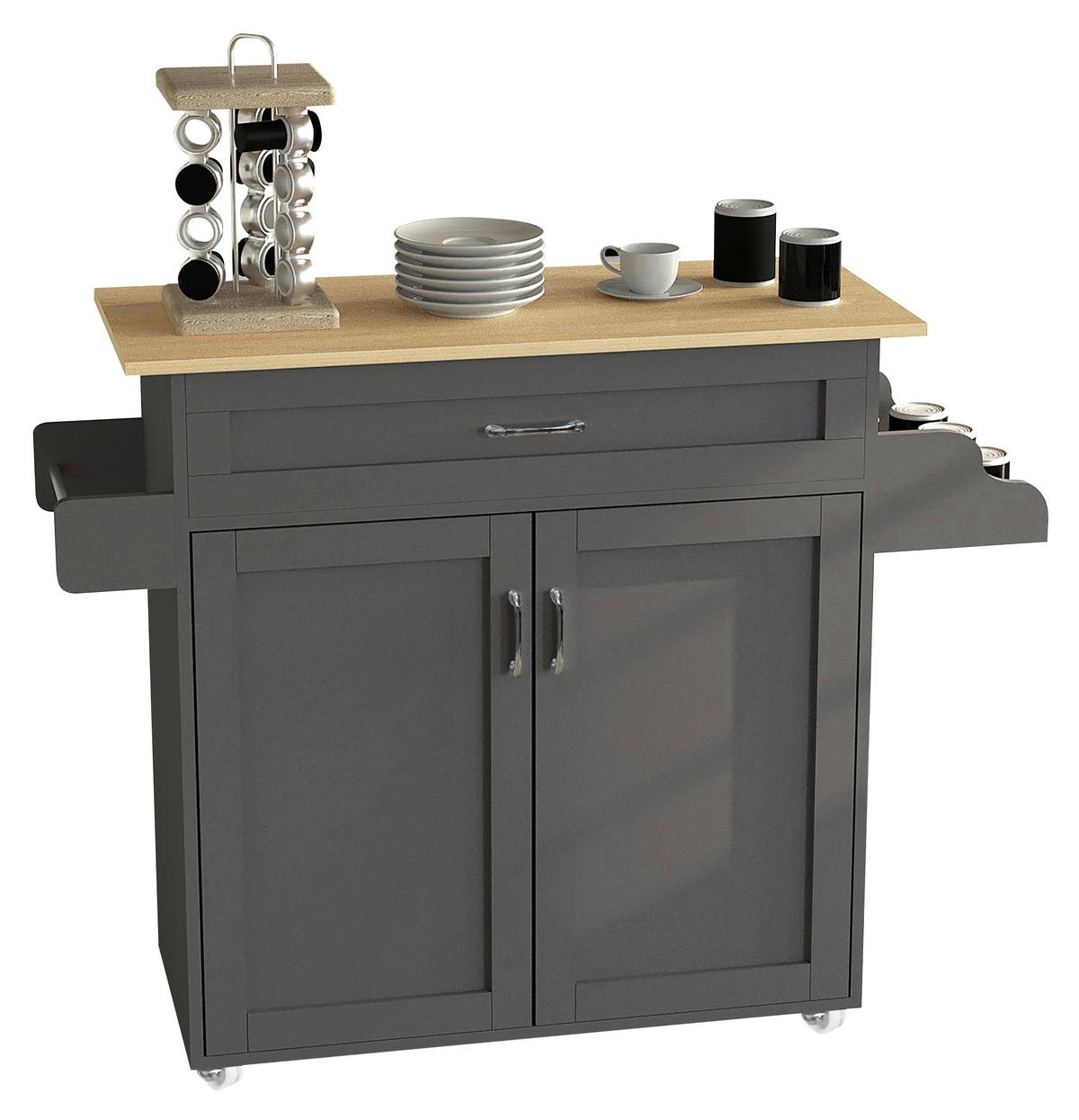 SERVIERWAGEN PASTANO - Honigeiche/Anthrazit, Basics, Holzwerkstoff/Kunststoff (114/89/39cm) - MID.YOU