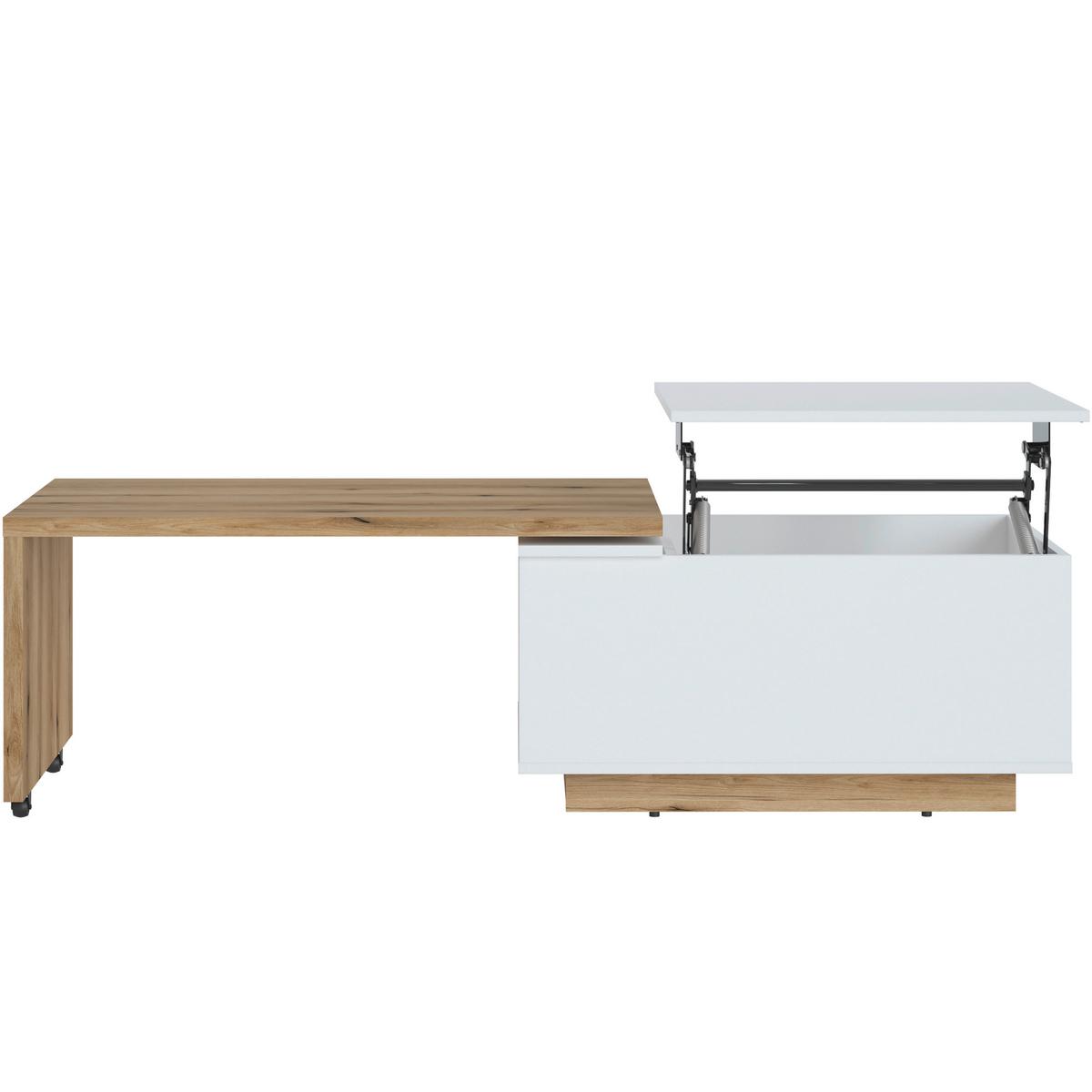 Măsuță de cafea DALANO - alb/culoare lemn stejar, Trend, material pe bază de lemn (95/45,3/54cm) - Modern Living