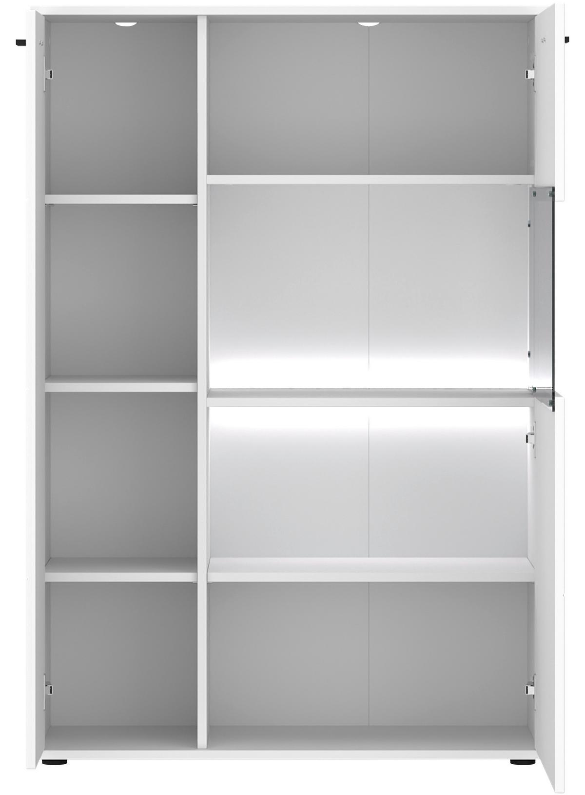 Vitrină RION - alb, Modern, sticlă/material pe bază de lemn (90/132,4/38cm) - Modern Living