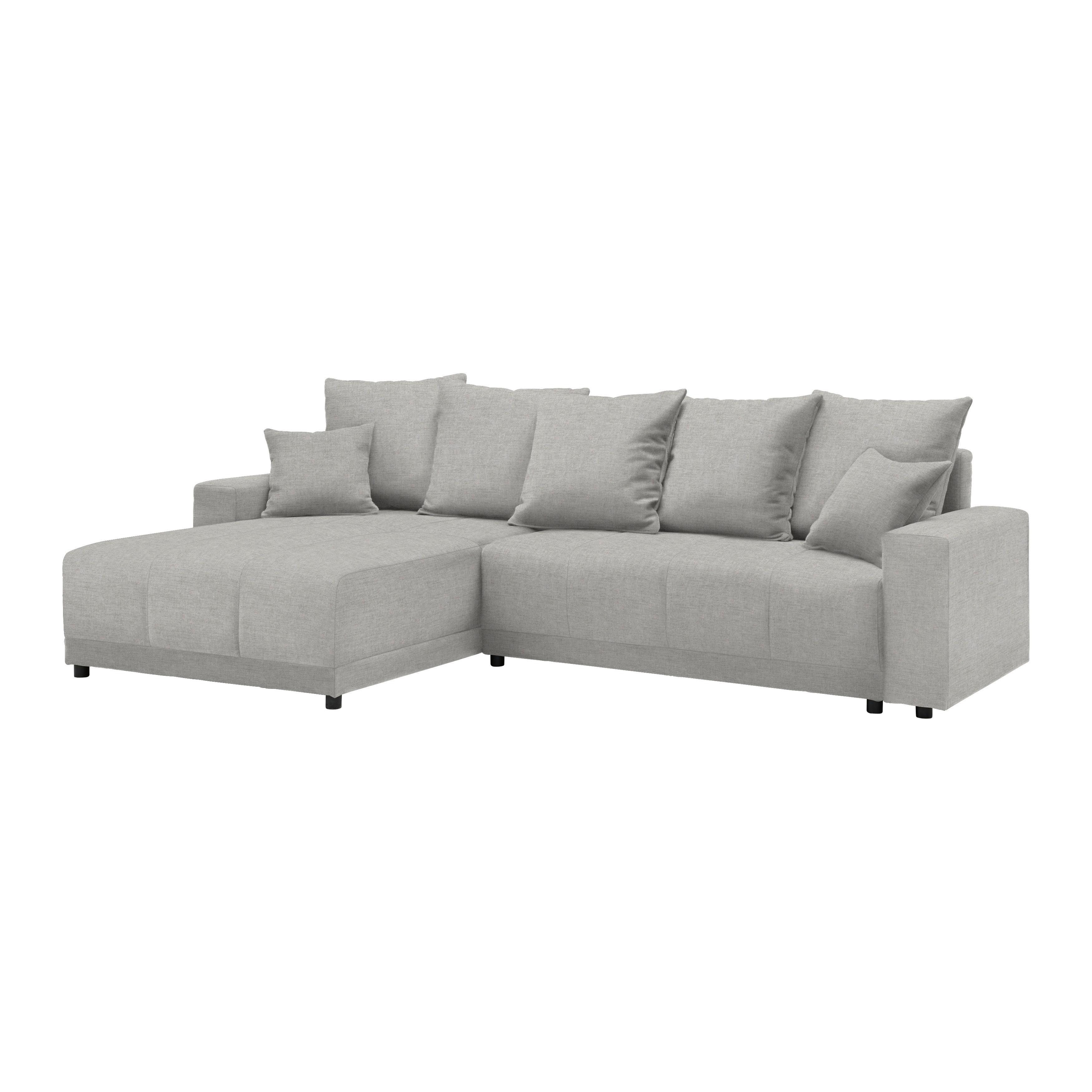 Ecksofa Alatri Grau - Silberfarben/Schwarz, MODERN, Kunststoff/Textil (289/90/176cm) - Based