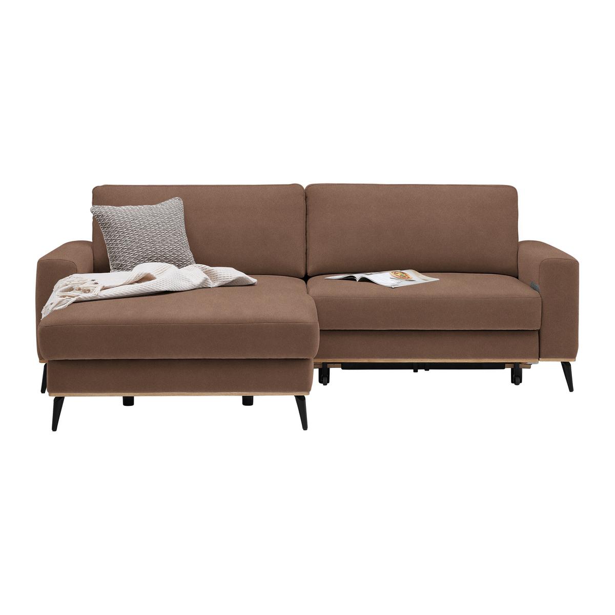 Wohnlandschaft Romeo Braun - Schwarz/Braun, KONVENTIONELL, Textil/Metall (167/87/234cm) - Zandiara