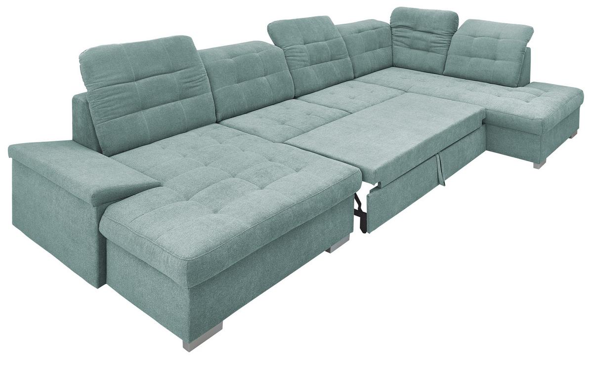Wohnlandschaft Zira Mintgrün Nylon/Mikrofaser - Chromfarben/Mintgrün, Design, Kunststoff/Textil (169/330/212cm) - Livetastic