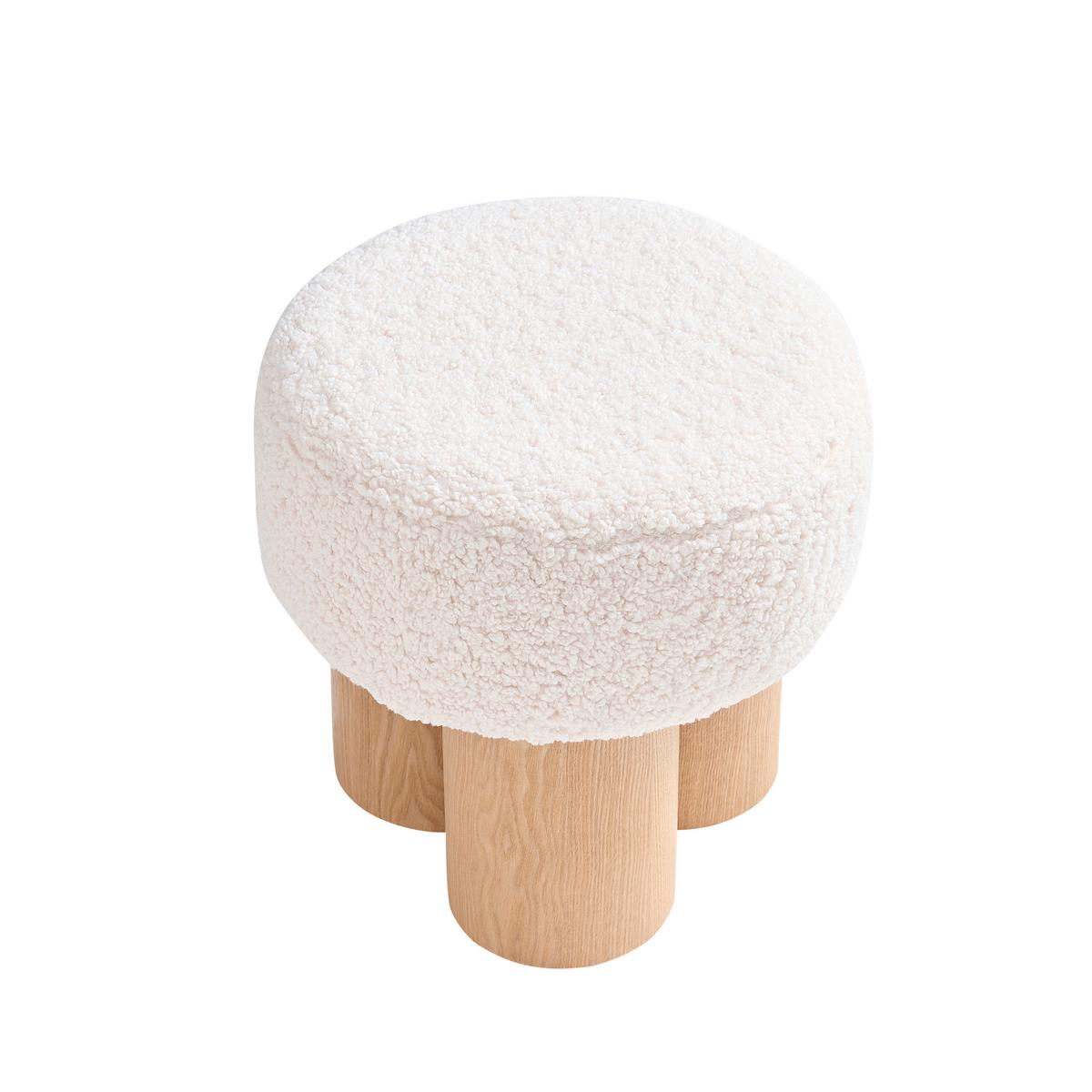 Tabure Japandi 2, Bela, Pravi Les - bela/naravne barve, Moderno, tekstil/leseni material (50/49/50cm) - Livetastic