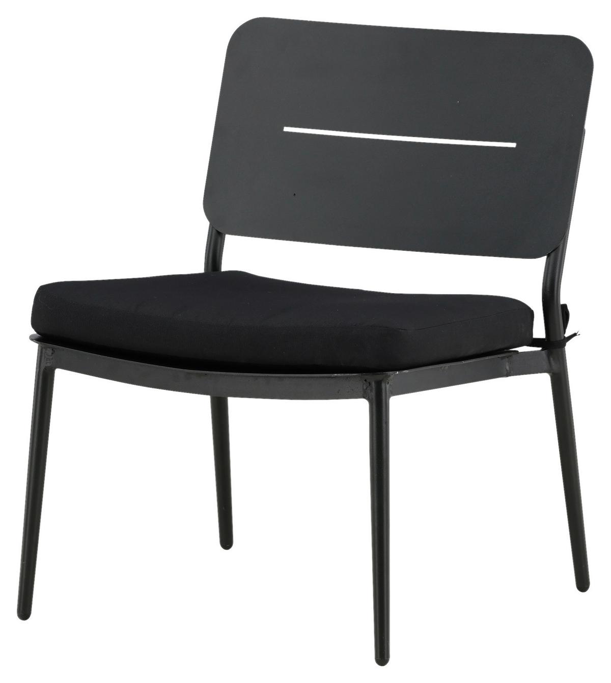 Loungesessel-2er Set Lina ca. 55x73x59 cm Schwarz - Schwarz, KONVENTIONELL, Textil/Metall (55/73/59cm) - Gardenson