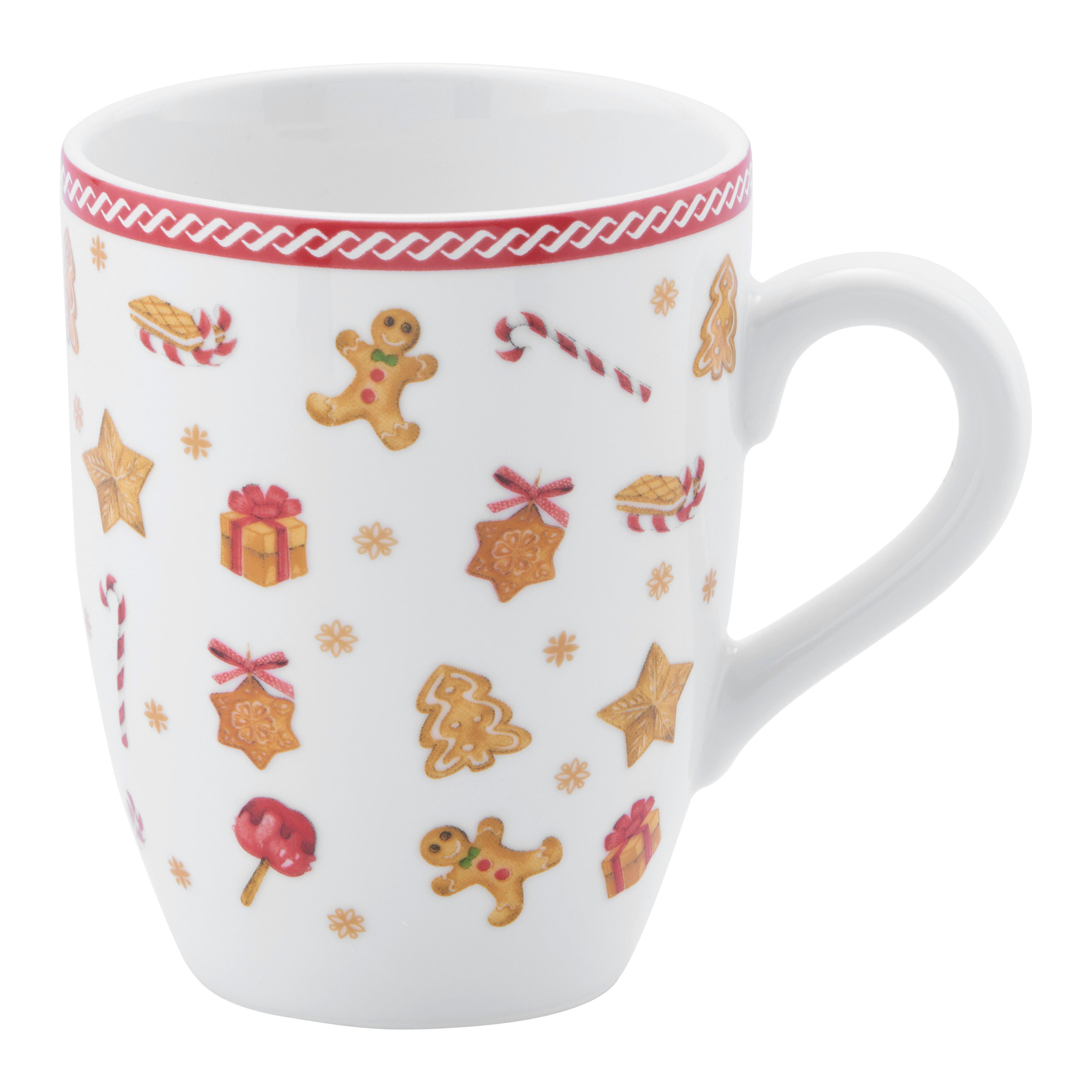 Kaffeebecher XMAS-Ginger Rot/Weiß ca. 360ml - Rot/Weiß, KONVENTIONELL, Keramik (8,6/10cm) - Mömax