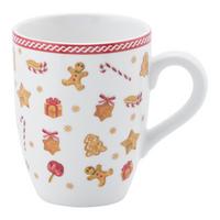 Kaffeebecher XMAS-Ginger Rot/Weiß ca. 360ml - Rot/Weiß, KONVENTIONELL, Keramik (8,6/10cm) - Mömax