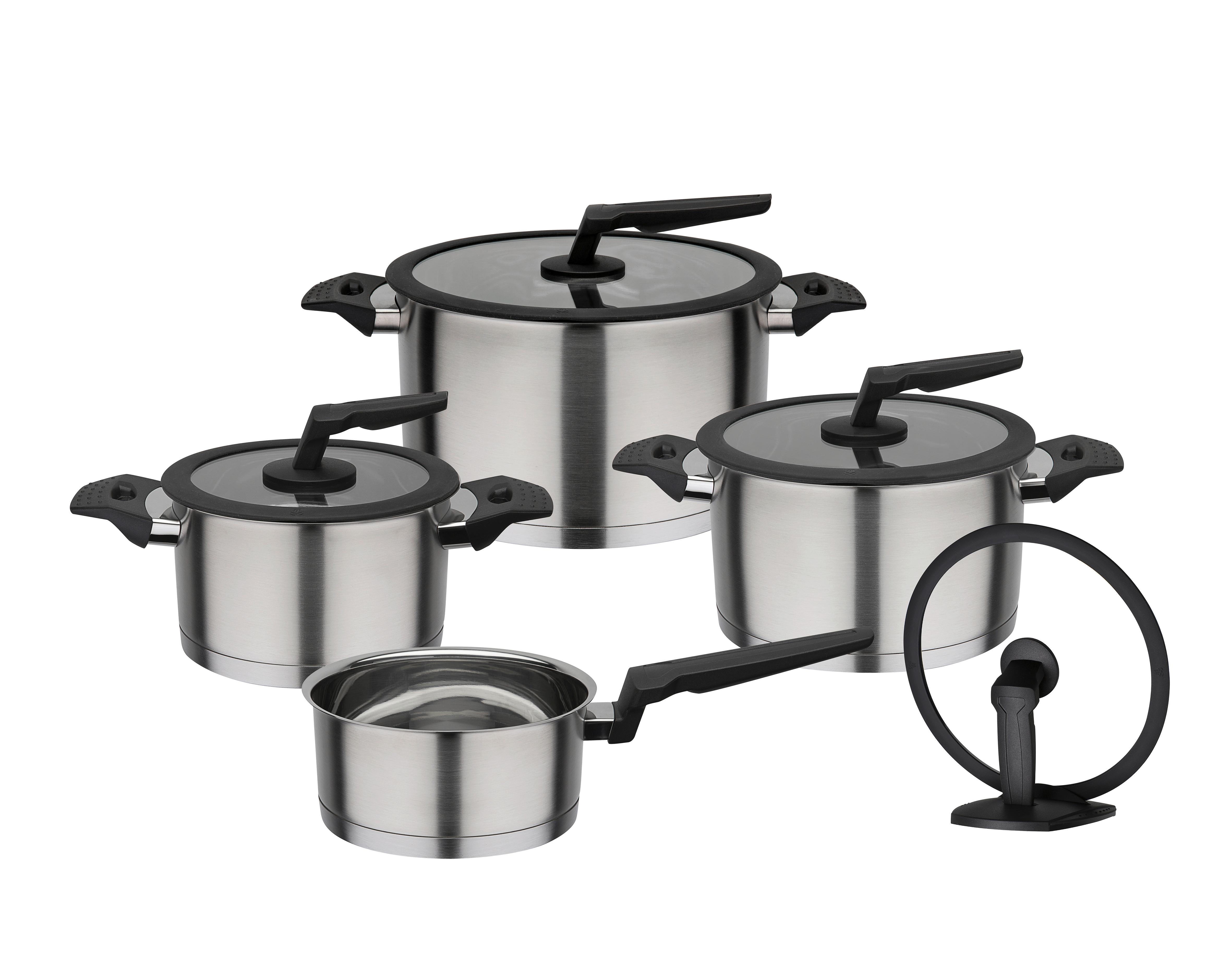 Set Posod Apart, 4-Delni - barve nerjavečega jekla/prozorno, Basics, kovina/steklo - GSW