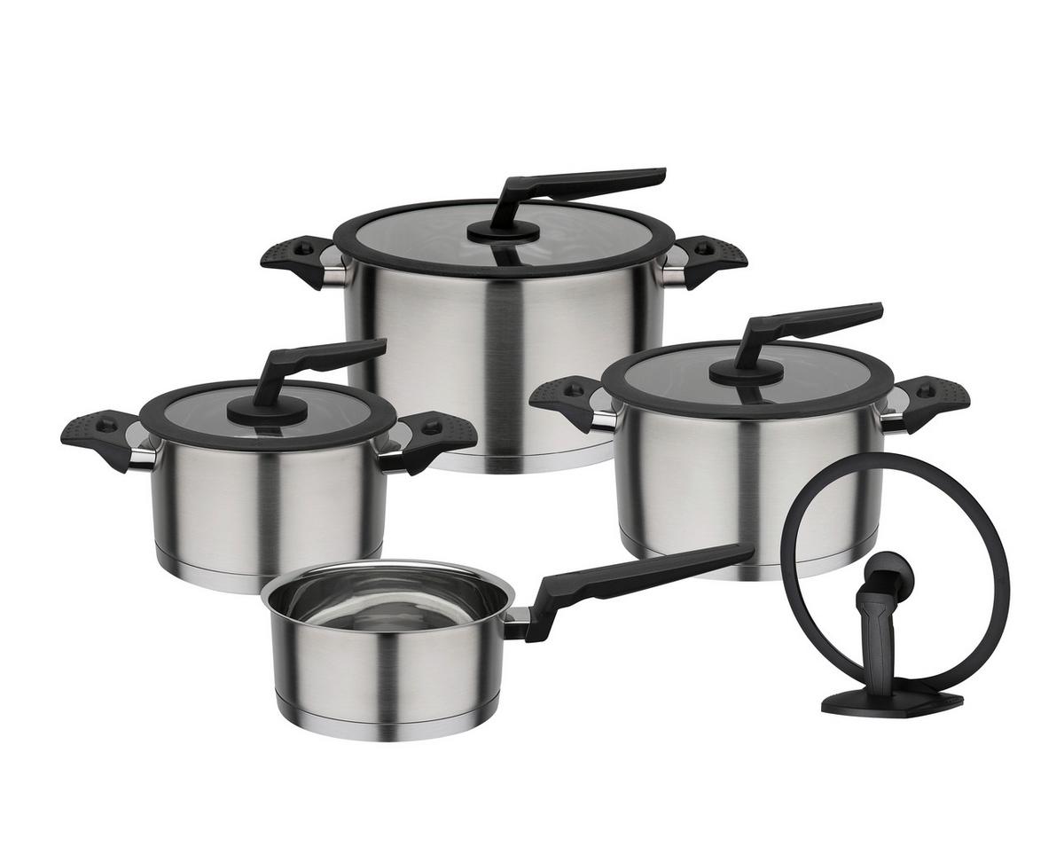 Set Posod Apart, 4-Delni - barve nerjavečega jekla/prozorno, Basics, kovina/steklo - GSW