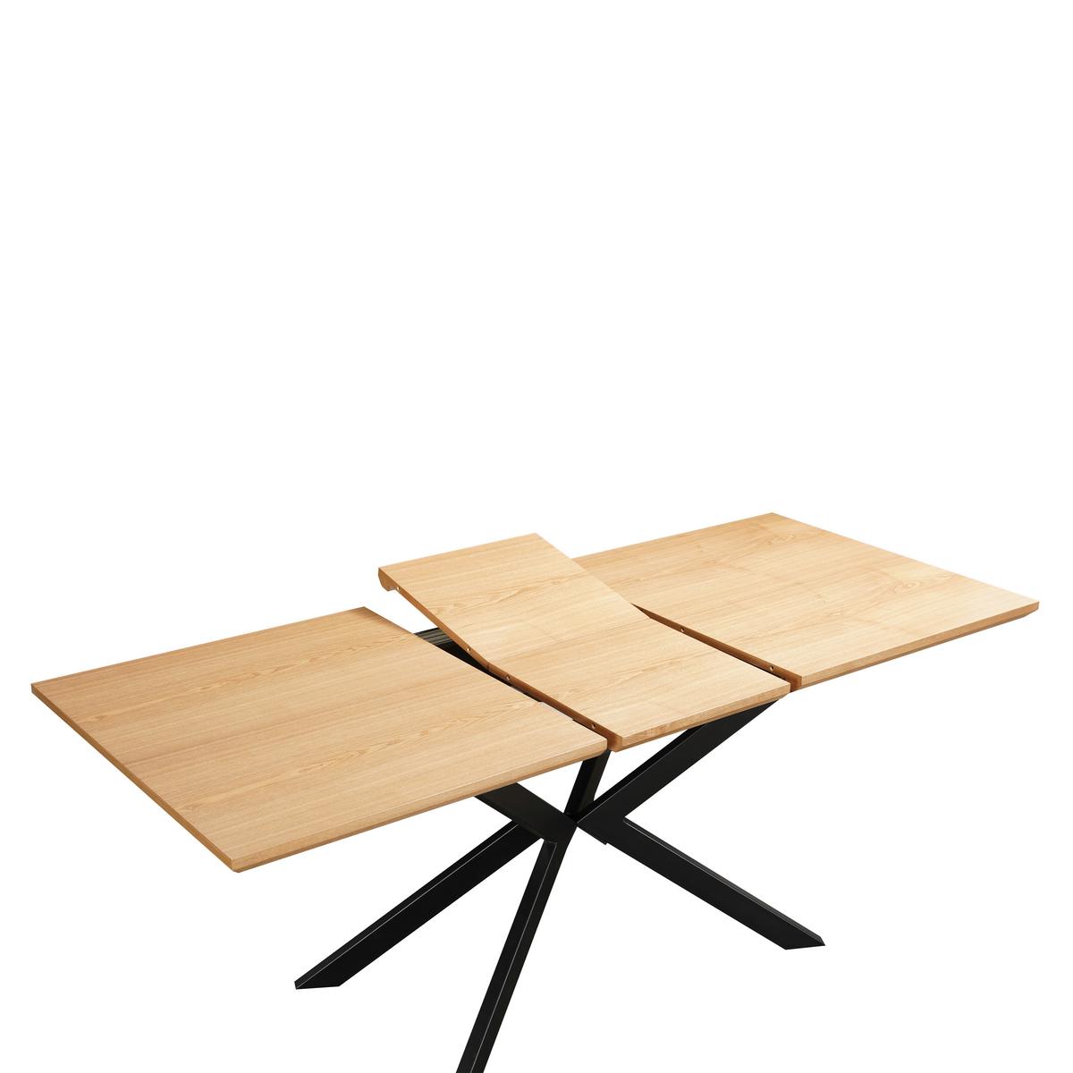 Jedilna Miza Elena, Naravna Barva, Črna, 140-180x80 - črna/naravne barve, Moderno, kovina/leseni material (140-180/80/76cm) - MID.YOU