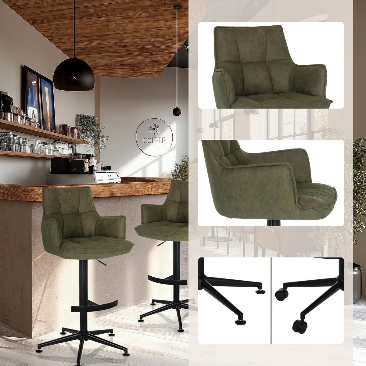 Barski Stol Solao Life High, Zelena - črna/zelena, Moderno, kovina/umetna masa (55/93/56cm) - MID.YOU