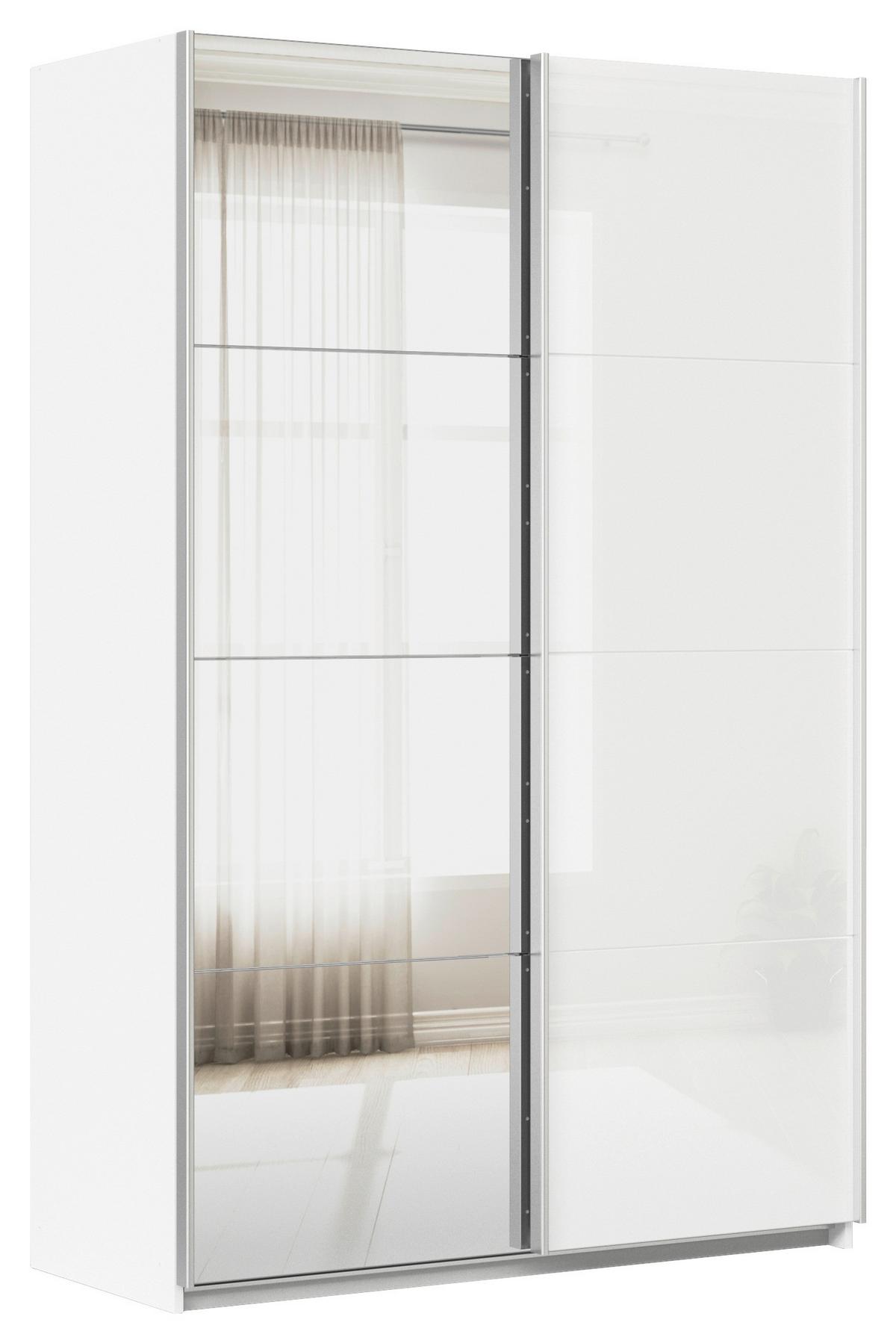 Ormar S Kliznim Vratima Feldkirch - bijela/srebrne boje, Moderno, staklo/drvni materijal (136/210/62cm) - Modern Living