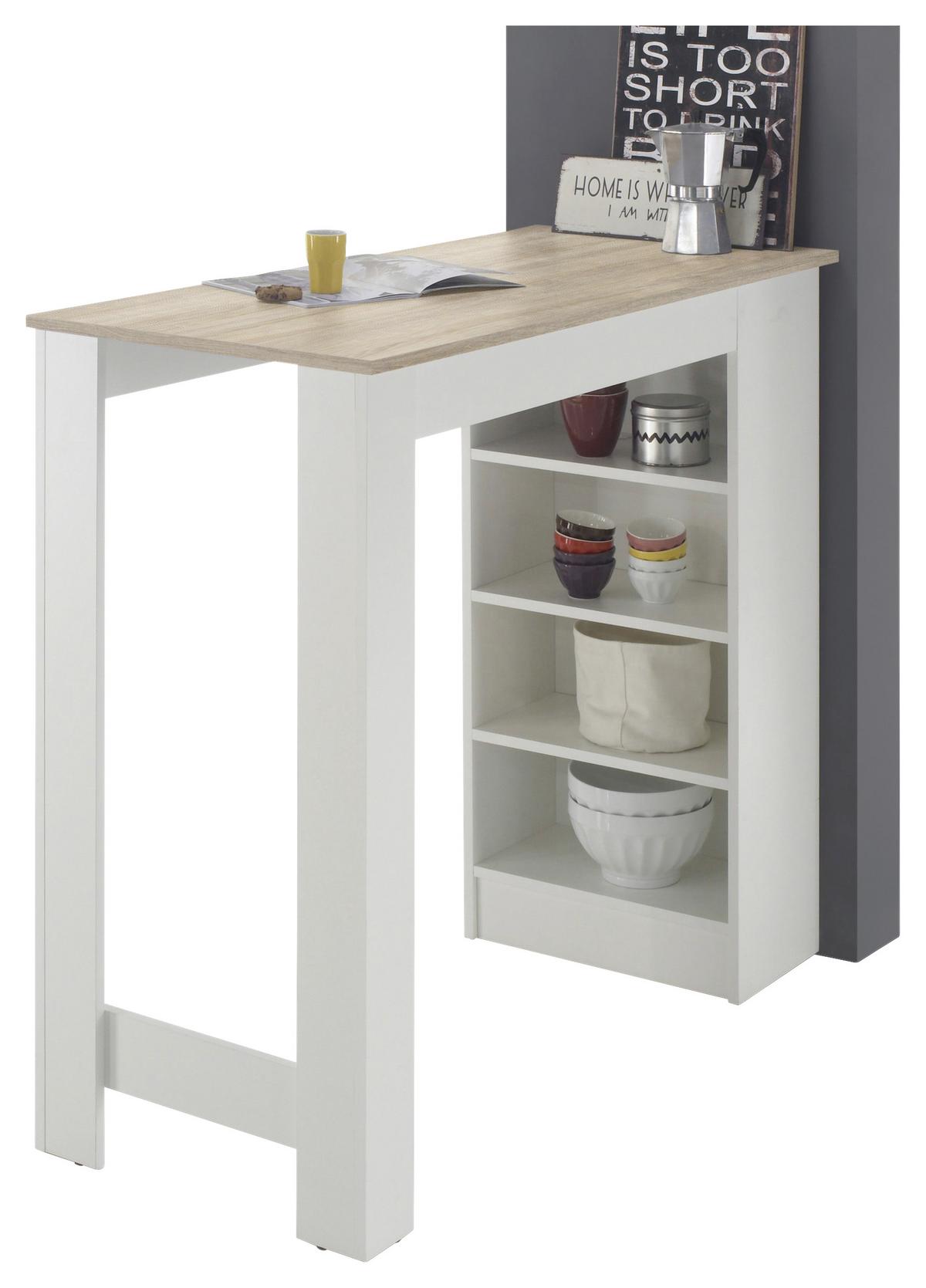 STÓŁ BAROWY MOJITO - kolor dębowy/biały, Design, materiał drewnopochodny (115/50/103cm) - MID.YOU
