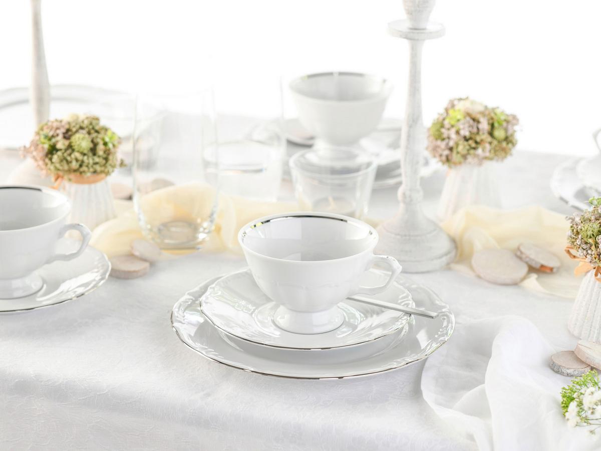 Kombinirani Servis Maria Theresia Platin, 30-Delni - platinaste barve/bela, Basics, keramika - Creatable