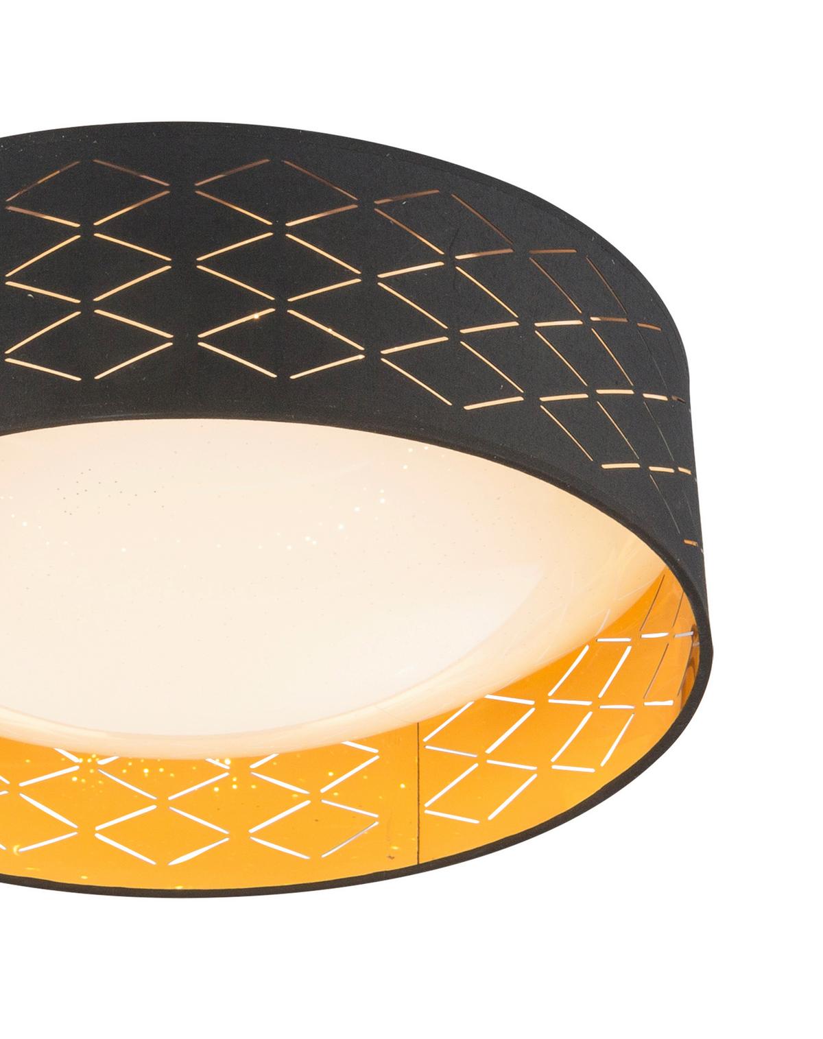 Stropna Led-svetilka 15229d7 - zlate barve/črna, Konvencionalno, kovina/tekstil (40/12cm) - Globo