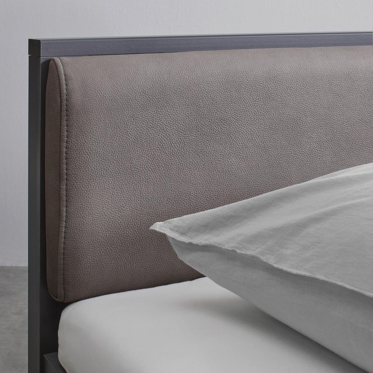 Polsterbett ''Mariello'', 140x200 cm, anthrazit - Hellbraun/Anthrazit, Modern, Holz/Textil (140/200cm) - Bessagi Home