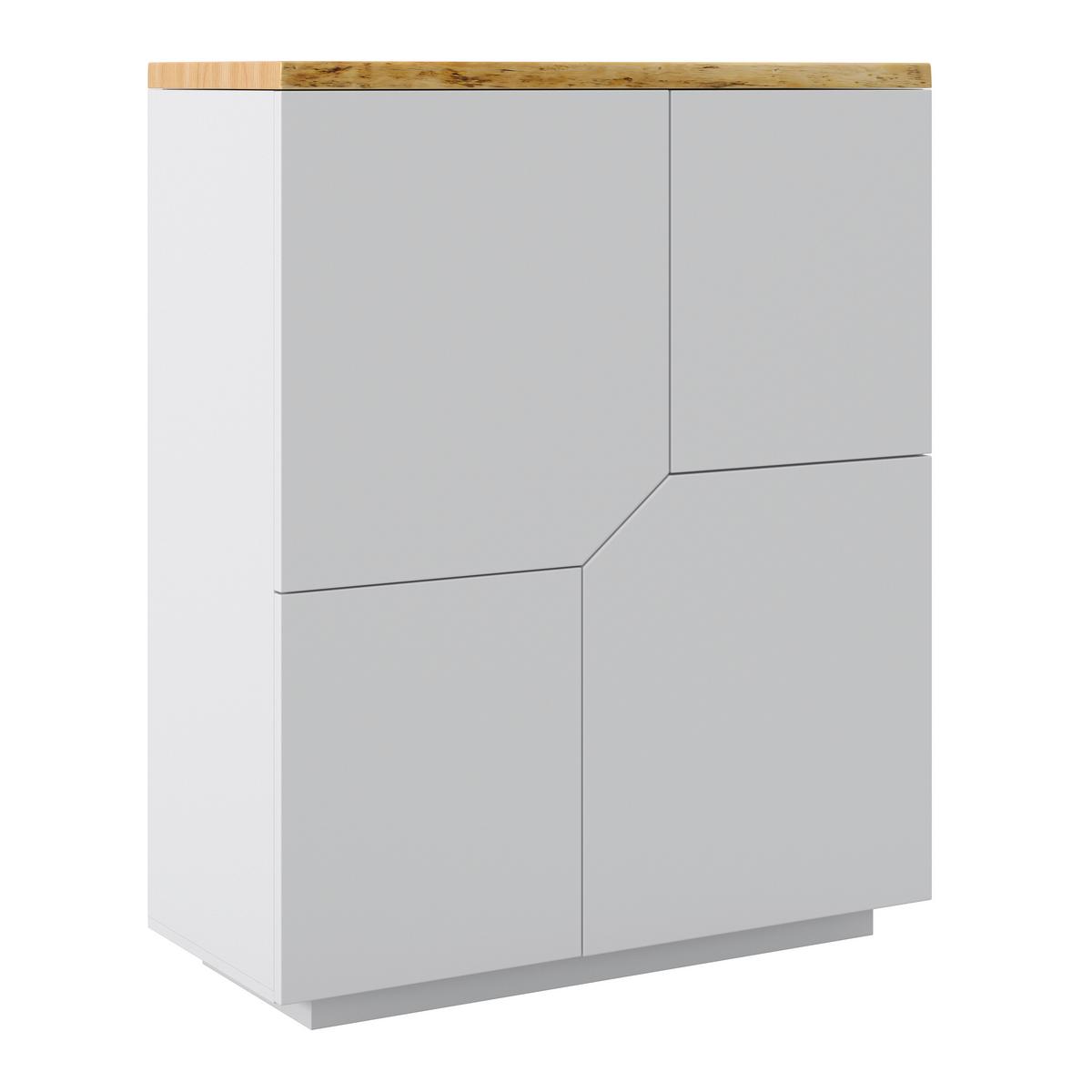 KOMMODE in weiss "Carlos" - Weiss/Eichefarben, Modern, Holz (100/122/42cm) - Bessagi Home