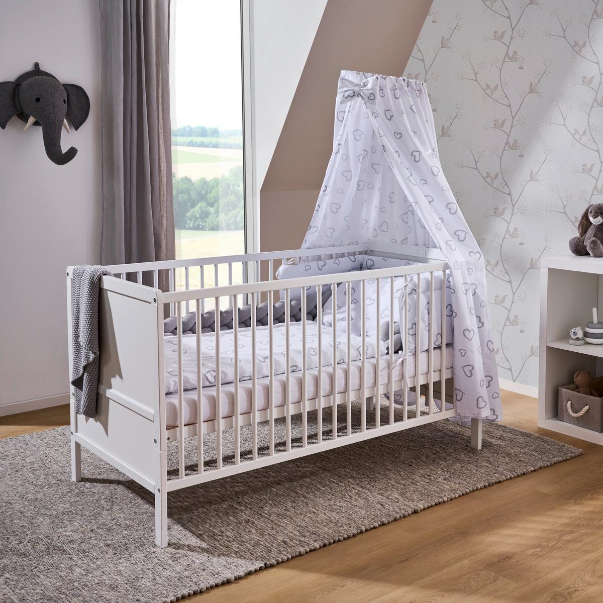 ŁÓŻKO SZCZEBELKOWE-ZESTAW SWEETHEART - biały/szary, Lifestyle, tkanina/drewno (144,5/74,5/82cm) - My Baby Lou