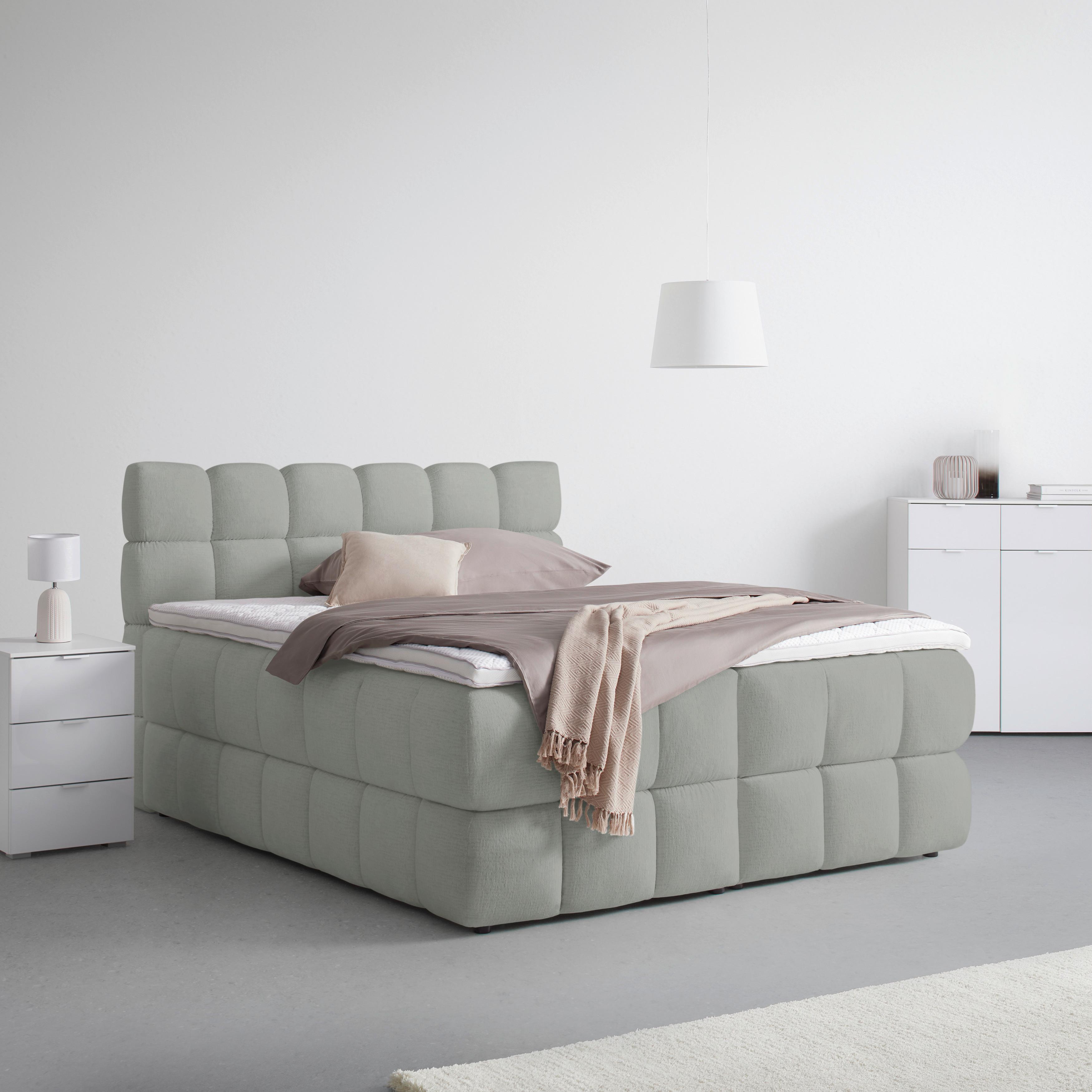 Boxspring Krevet Bubble Box - siva/crna, Konvencionalno, drvo/metal (180/200cm) - Premium Living