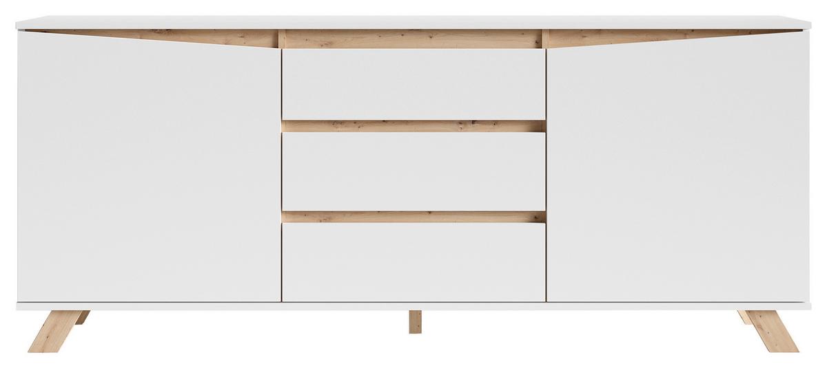 Sideboard Valentin in Weiss - Weiß/Eiche Artisan, MODERN, Holzwerkstoff (180/76/38cm) - MID.YOU
