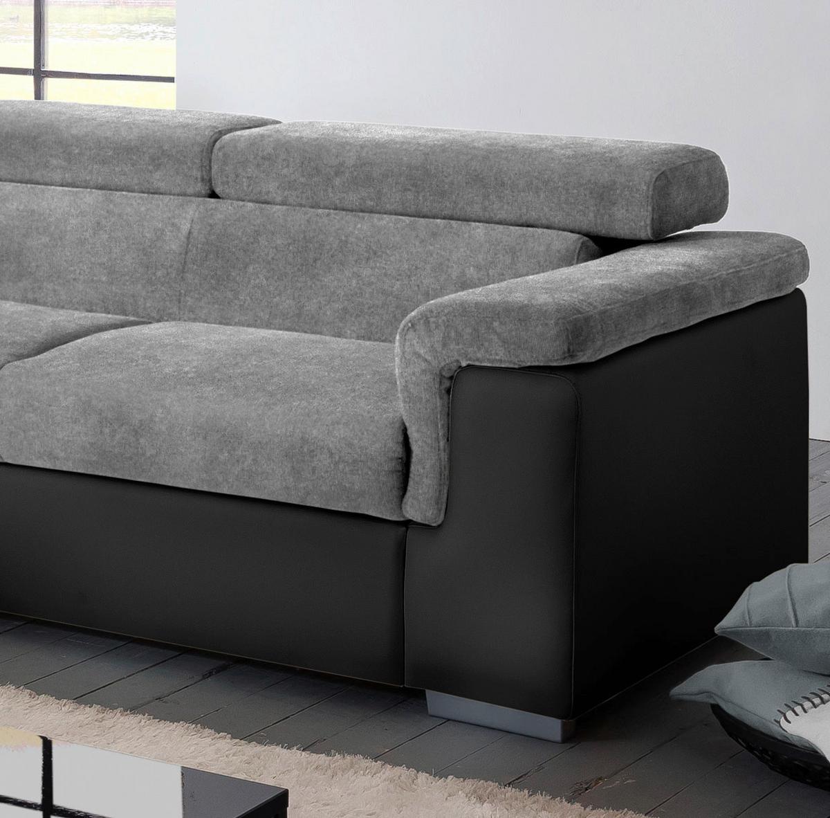 Wohnlandschaft Milla Grau/Schwarz ca. 252x217 cm - Schwarz/Grau, Basics, Holz/Textil (217/252cm) - MID.YOU