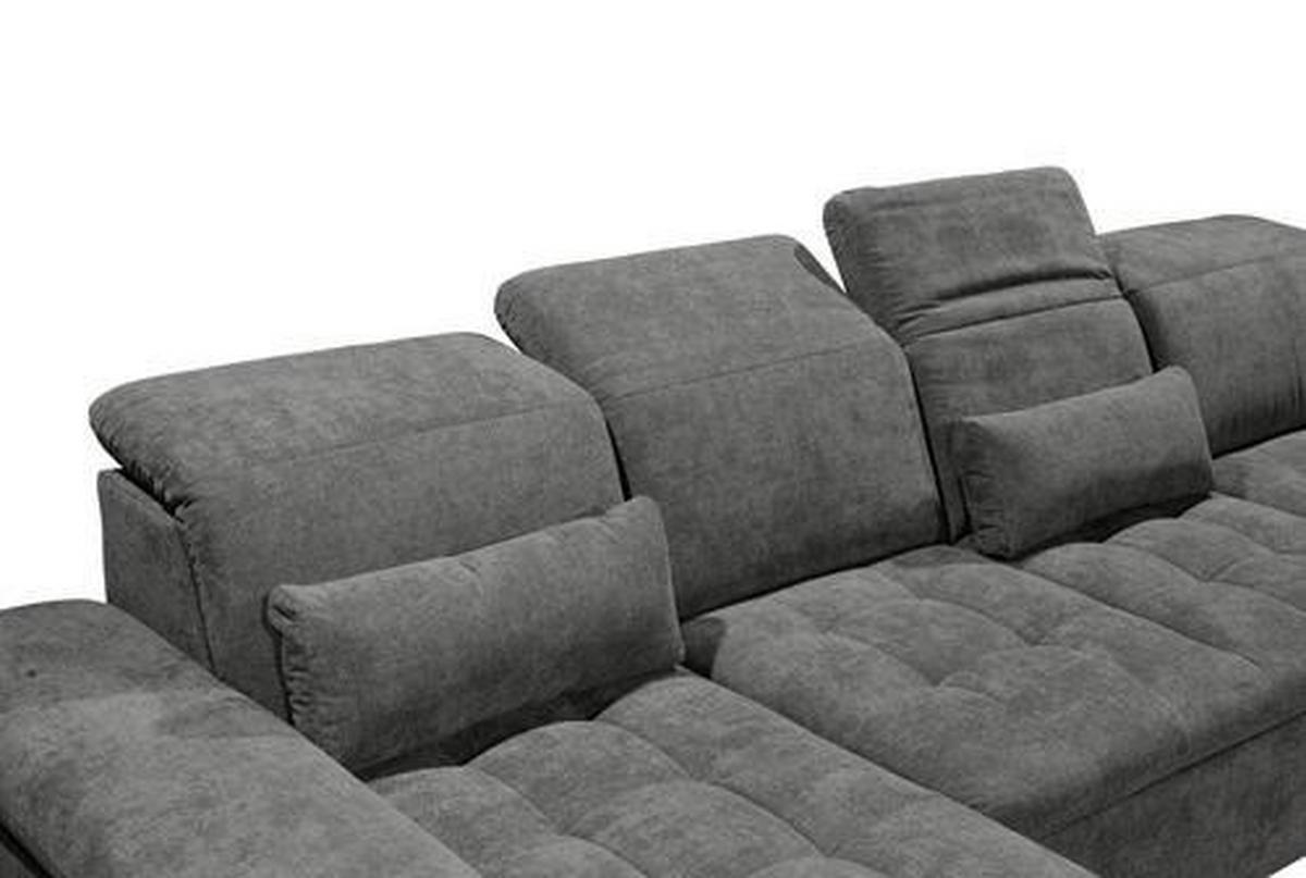 Wohnlandschaft Wayne U inkl. Kissen Dunkelgrau - Dunkelgrau/Silberfarben, KONVENTIONELL, Kunststoff/Textil (188/340/240cm) - MID.YOU