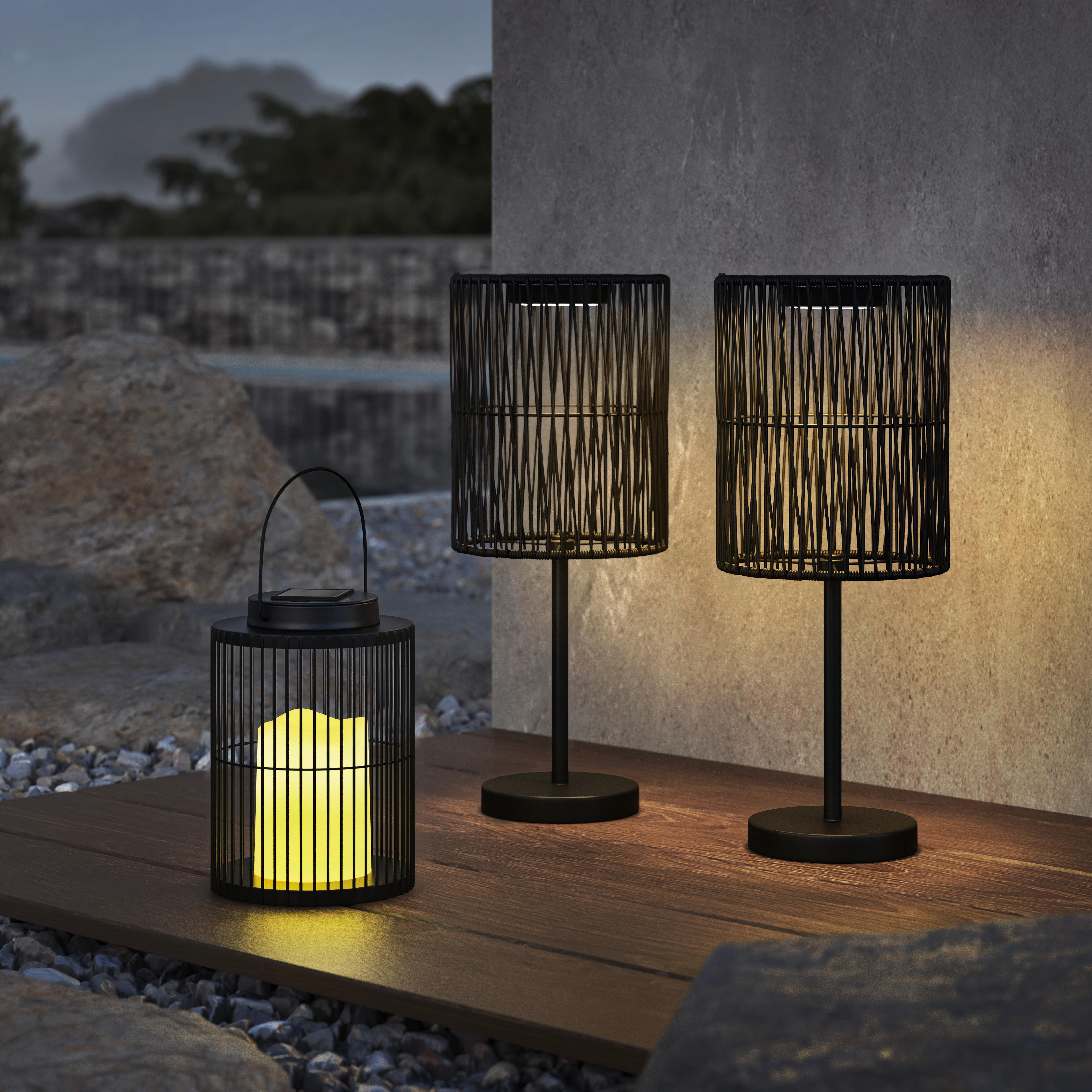 Solarleuchte Hohe Schwarz max. 0,05 Watt - Schwarz, Konventionell, Kunststoff/Metall (15,5/40cm) - Modern Living