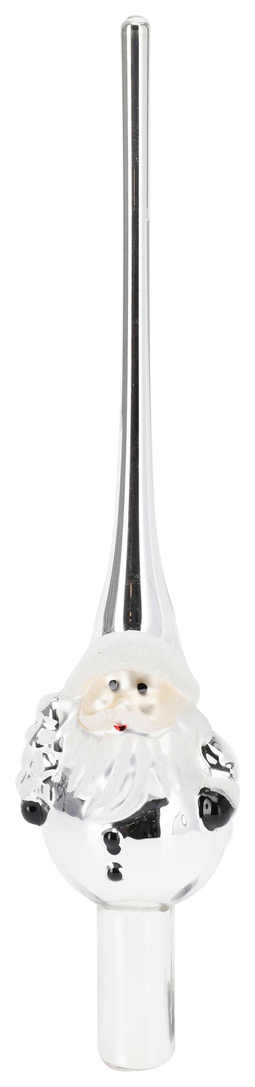 Christbaumspitze ROZE - couleur argentée, verre (5,5/4,7/25cm)