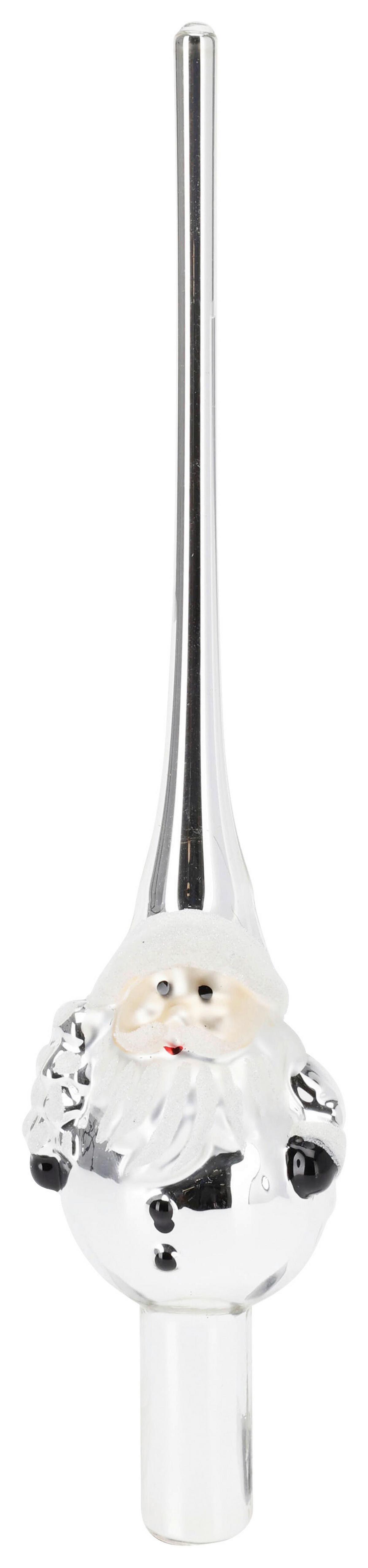 Christbaumspitze ROZE - couleur argentée, verre (5,5/4,7/25cm)