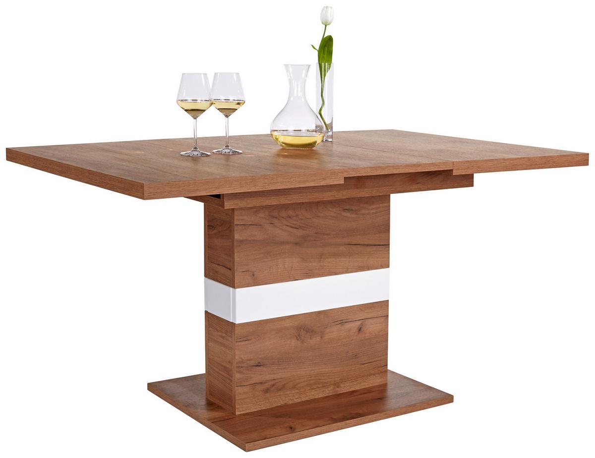 Kihúzható Asztal Avensis New - tölgyfa színű/fehér, Modern, faalapú anyag (120/75,9/80cm) - Luca Bessoni