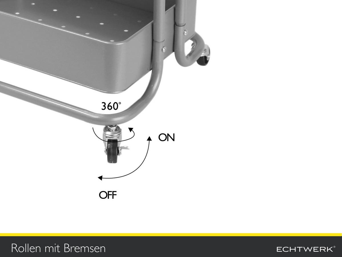 Servierwagen Danao in Silberfarben - Silberfarben/Silbereichenfarben, Basics, Metall (43/32/86cm) - Echtwerk