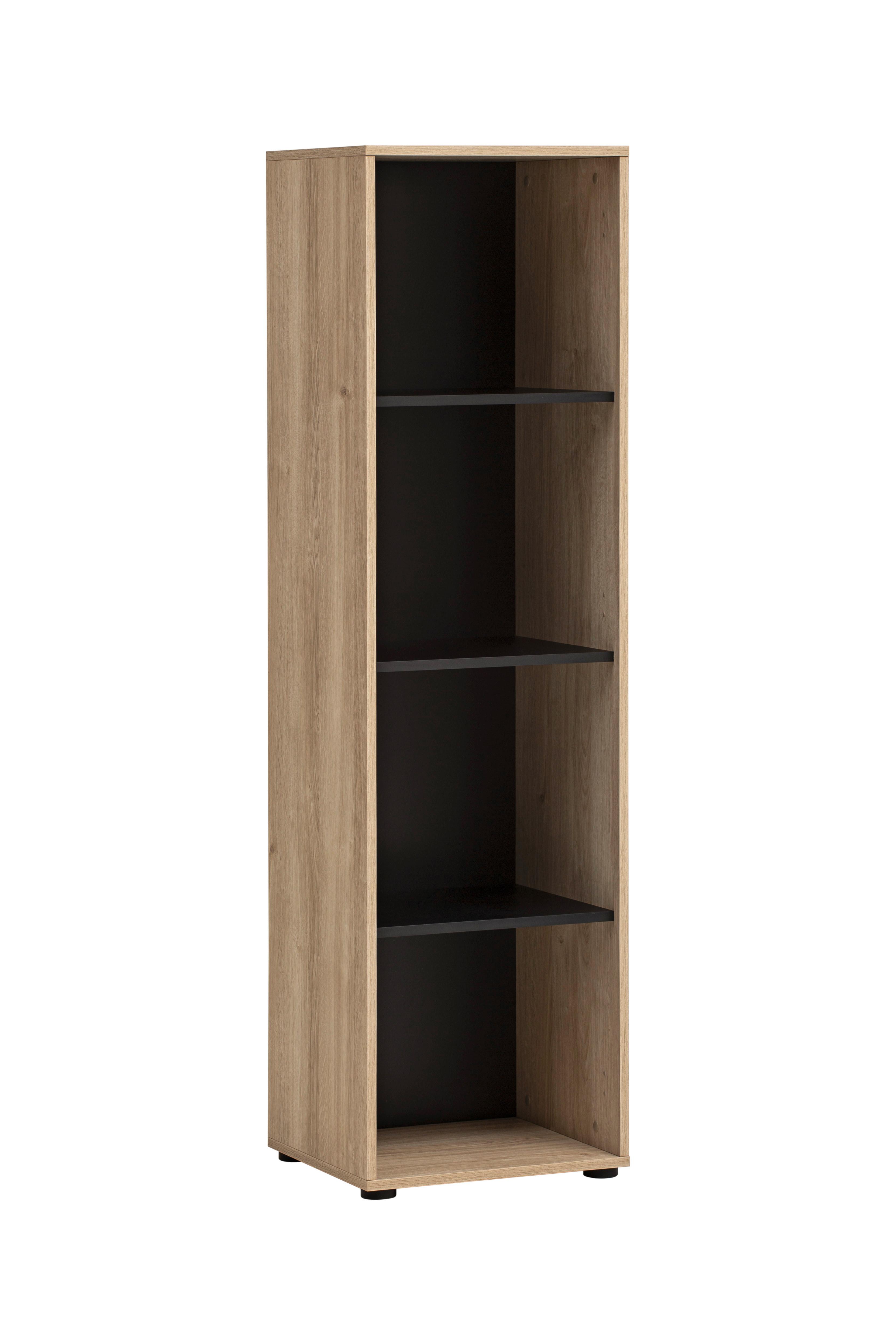 Aktenregal Emmik Schwarz/Eichefarben - Eichefarben/Schwarz, MODERN, Holzwerkstoff/Kunststoff (44,8/163,6/41cm) - MID.YOU
