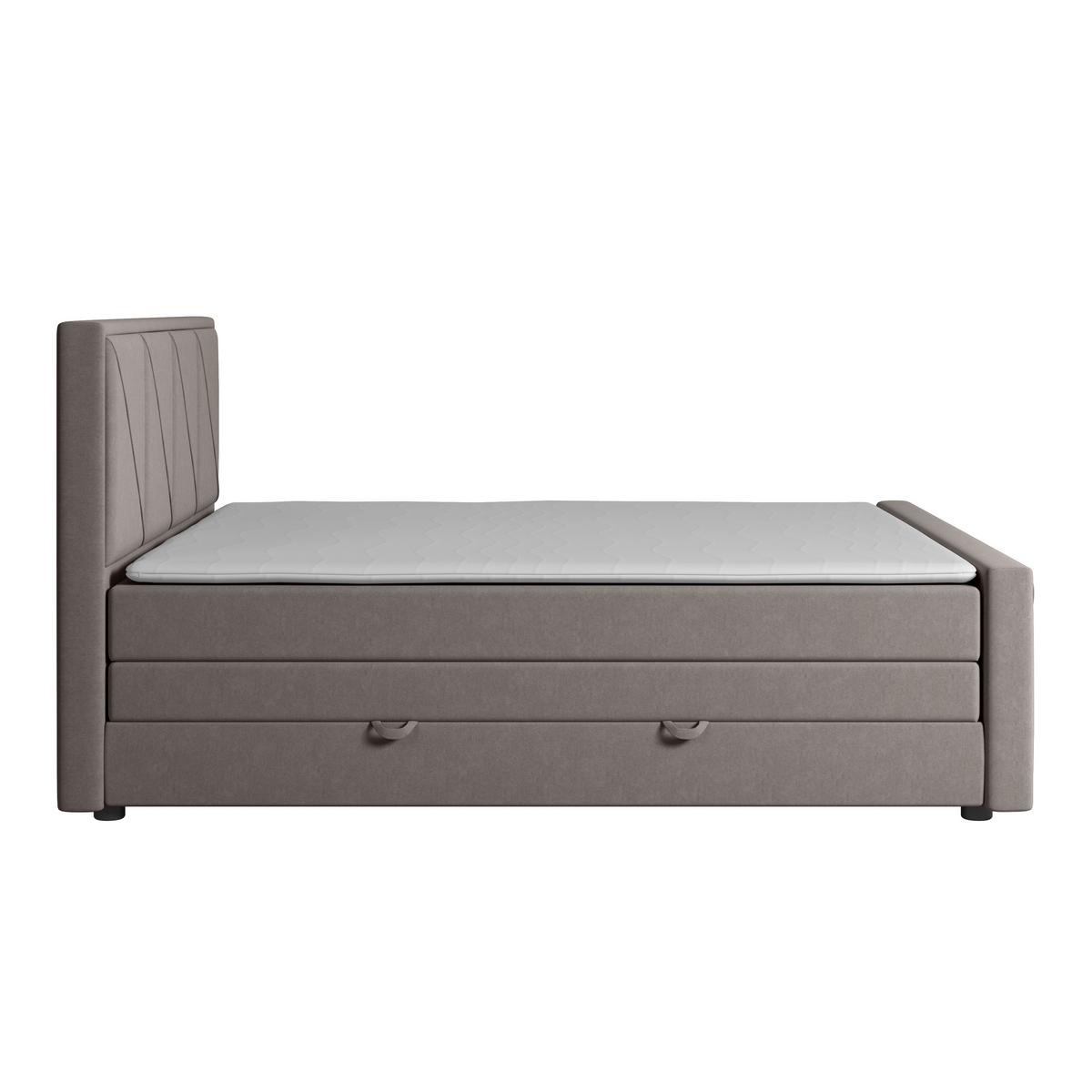 Boxspringbett Oslo Hellgrau ca. 180x200 cm Hellgrau - Hellgrau/Schwarz, MODERN, Holzwerkstoff/Kunststoff (180/200cm) - MID.YOU