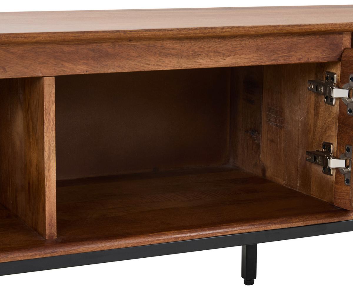 KOMODA NISKA KATJA - czarny/miodowy, Lifestyle, metal/drewno (180/45/40cm) - Livetastic