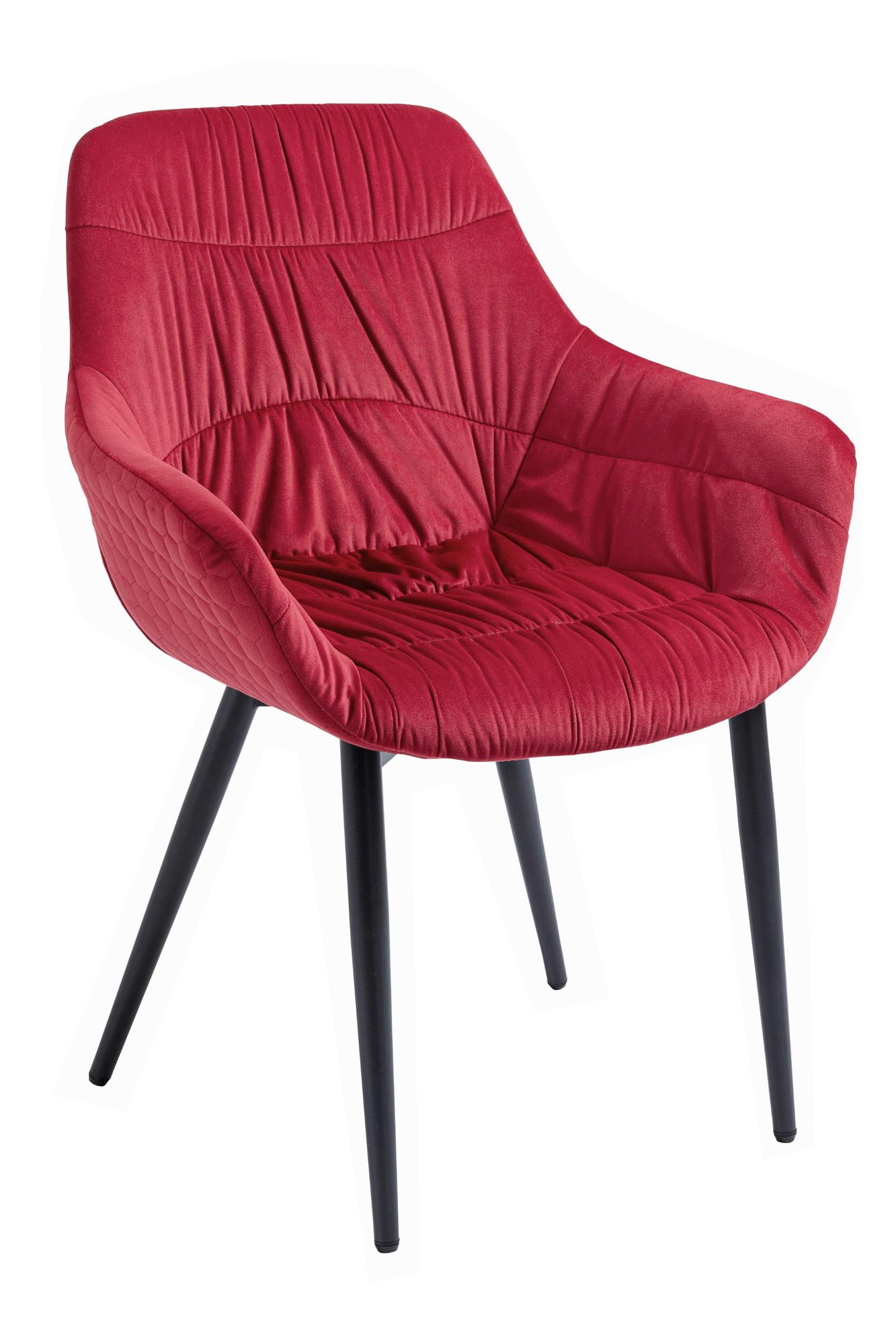 Naslanjač Samt, Rdeča - rdeča/črna, Moderno, kovina/tekstil (63/81,5/61cm) - Livetastic