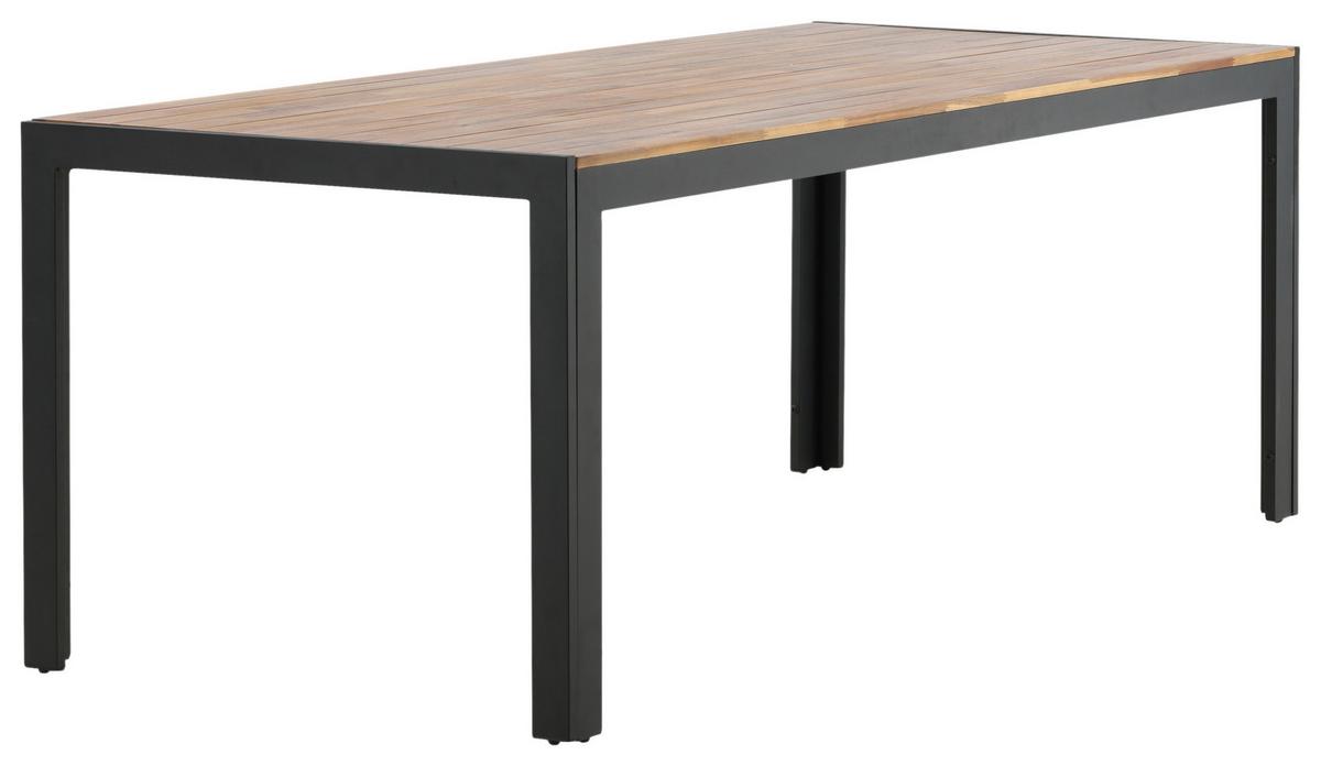 GARTENTISCH BOIS - Schwarz/Akaziefarben, KONVENTIONELL, Holz/Metall (205/90/75cm) - Gardenson