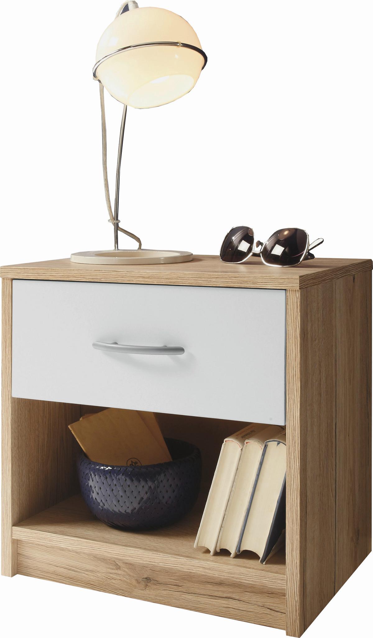 Noćni Ormarić Pepe - bijela/hrast Sonoma, drvni materijal/plastika (39/41/28cm) - Best Price