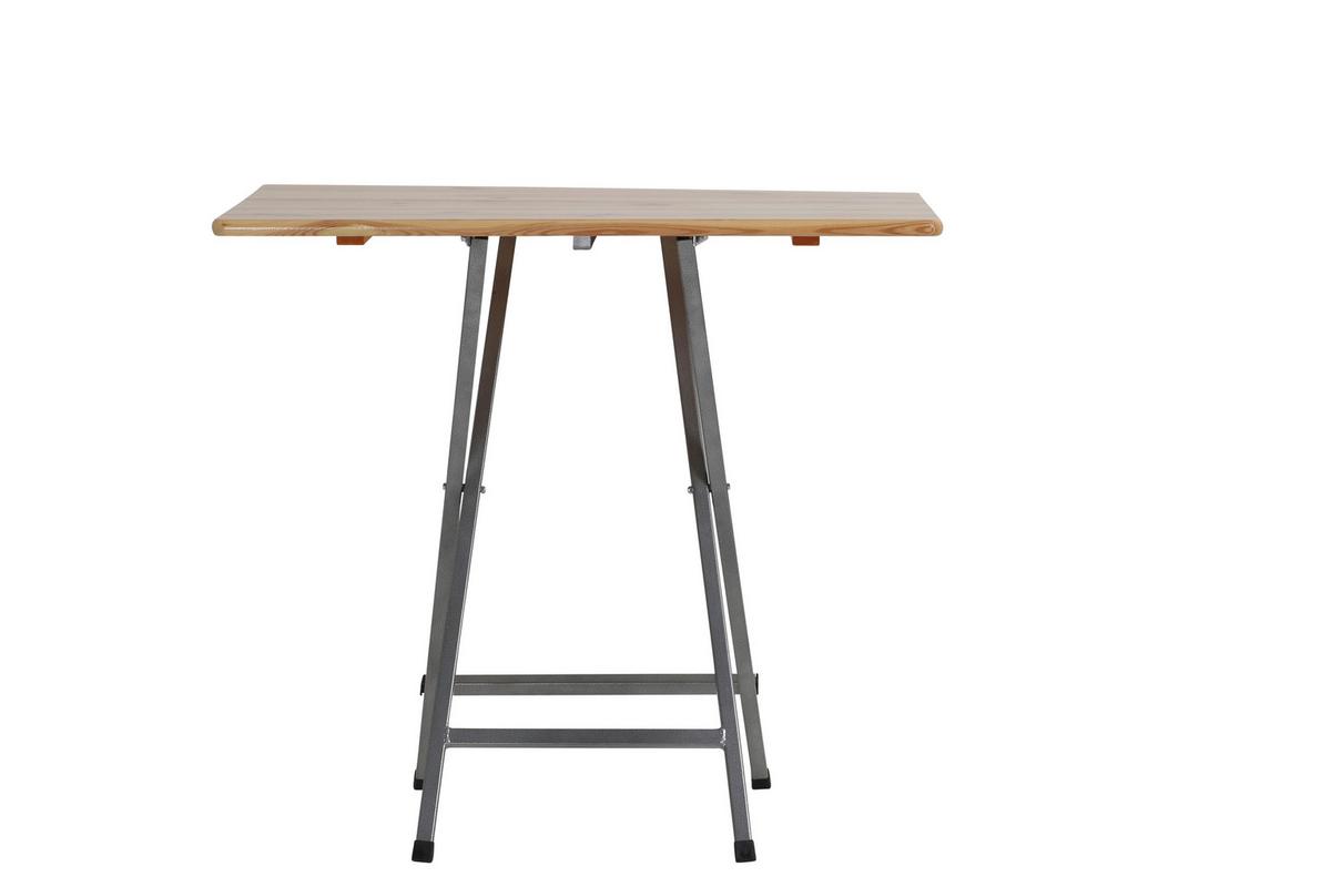 Stehtisch Echtholz/Grau - Naturfarben/Grau, MODERN, Holz/Metall (80/120/118cm) - Gardenson