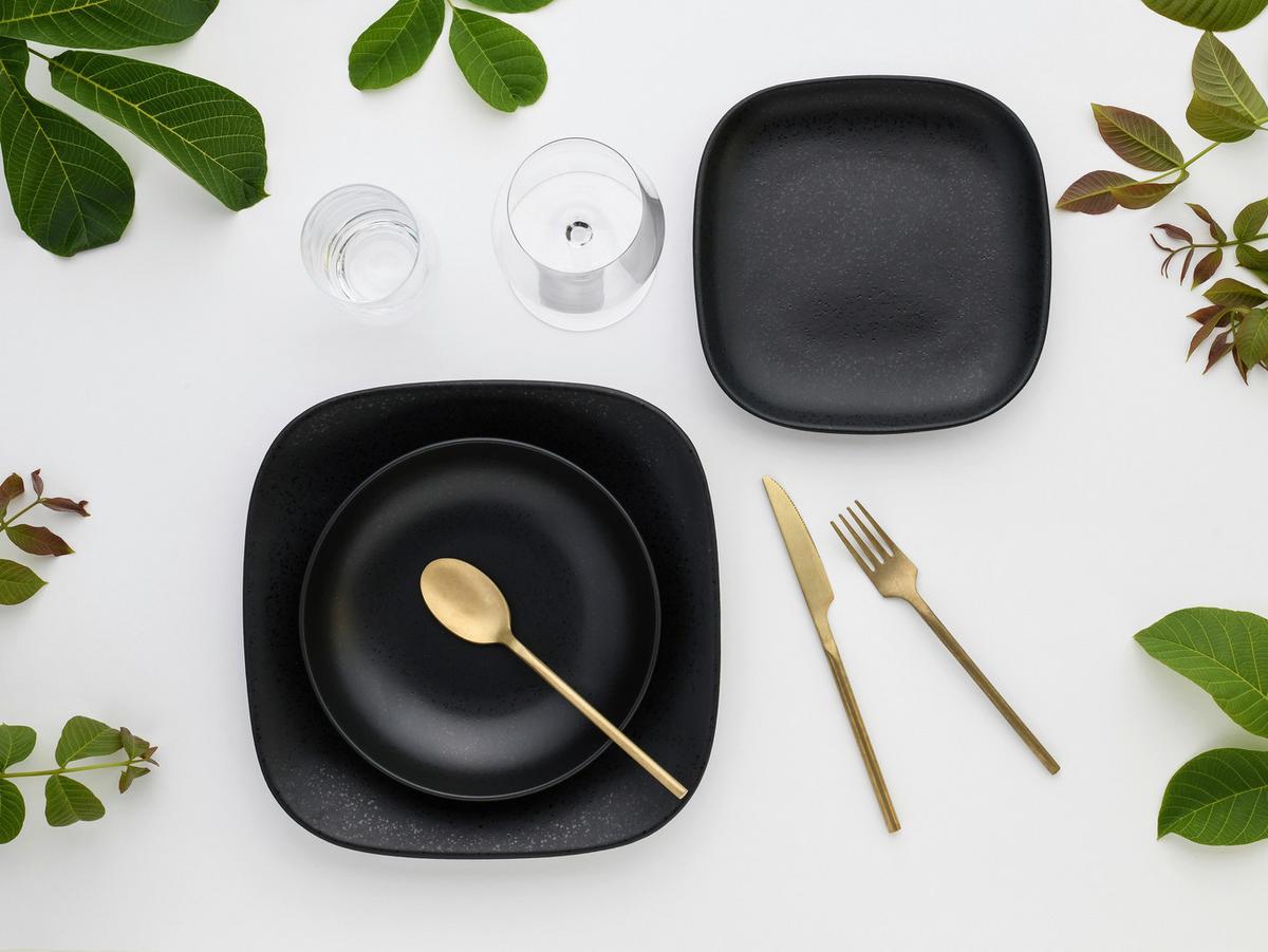 Jedilni Servis Magic Black Square, 12-Delni - črna, Basics, keramika - Creatable