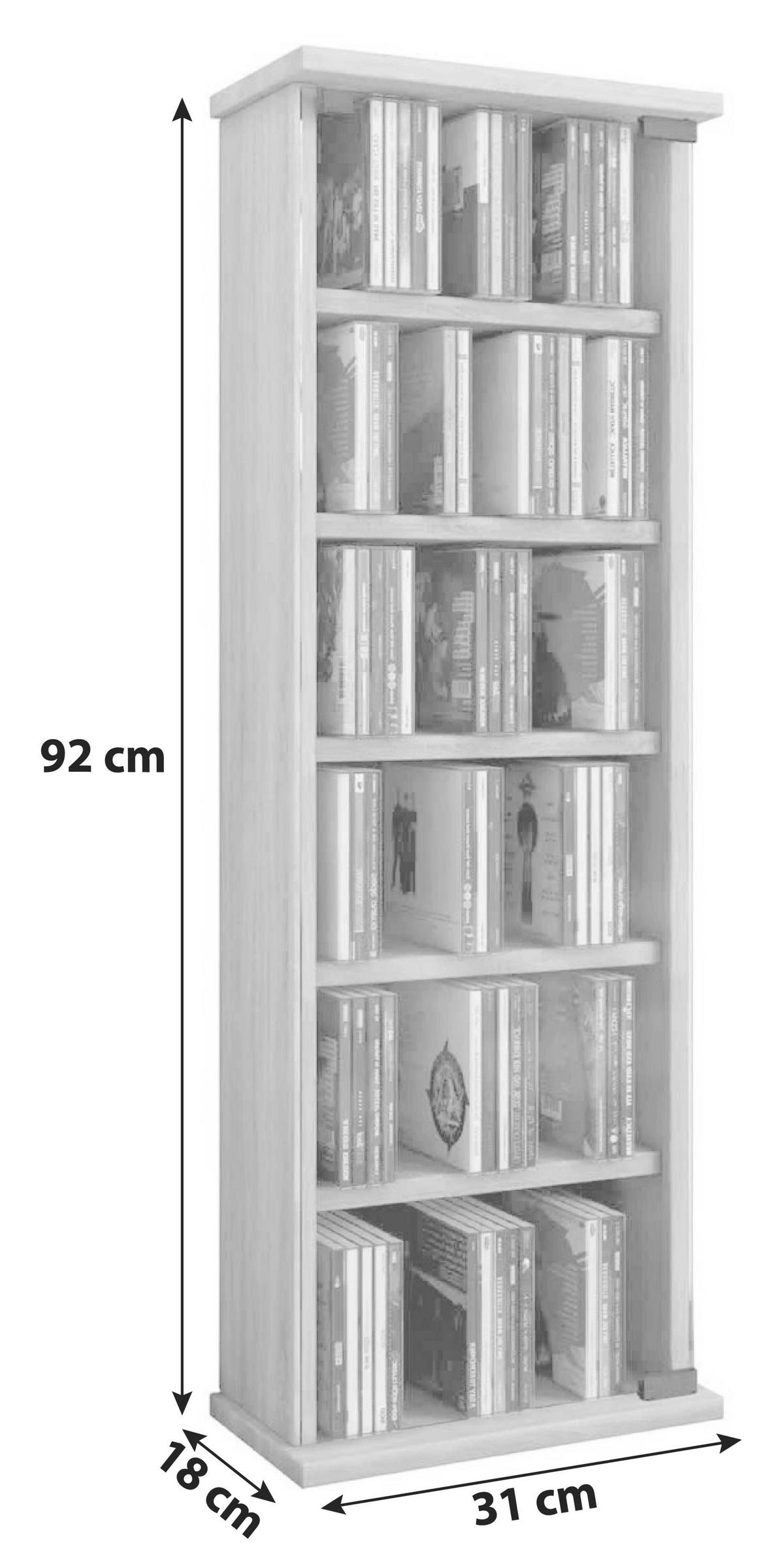 CD-Regal Vetro in Eichefarbe, B: 31 cm - Eichefarben, KONVENTIONELL, Glas/Holzwerkstoff (31/92/18cm) - MID.YOU