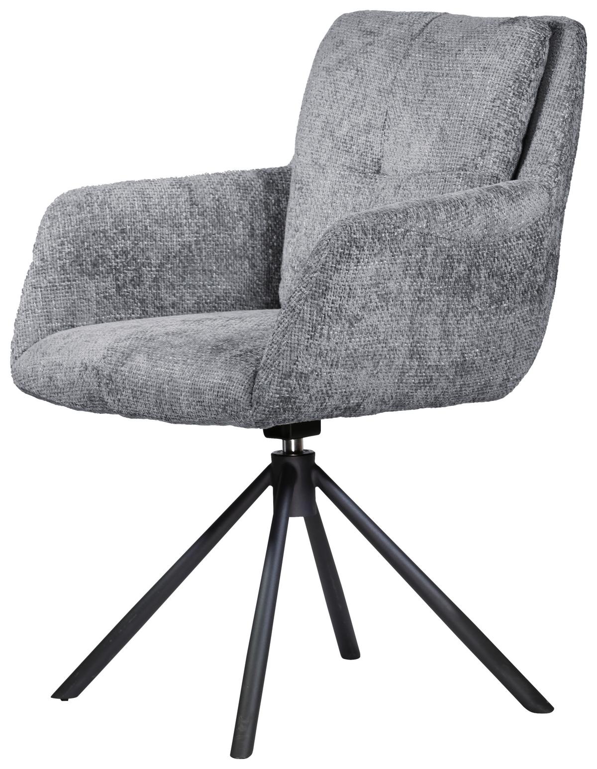 KRZESŁO Z PODŁOKIETNIKAMI JENNY - jasnoszary/czarny, Design, metal/tkanina (63/84/62,5cm) - Novel