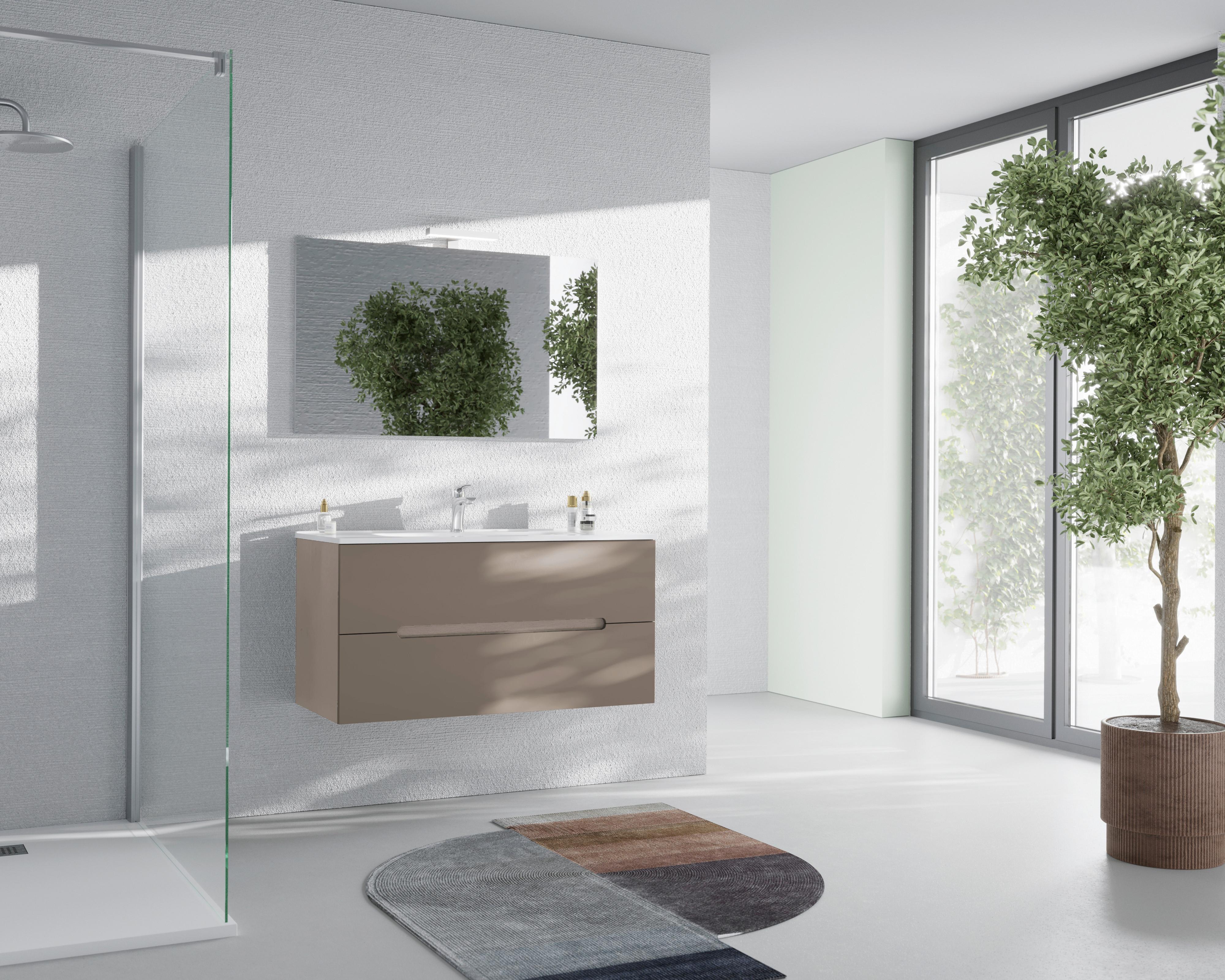 MASCĂ PENTRU LAVOAR IRIS - taupe/antracit, Modern, material pe bază de lemn (100/51/46cm)